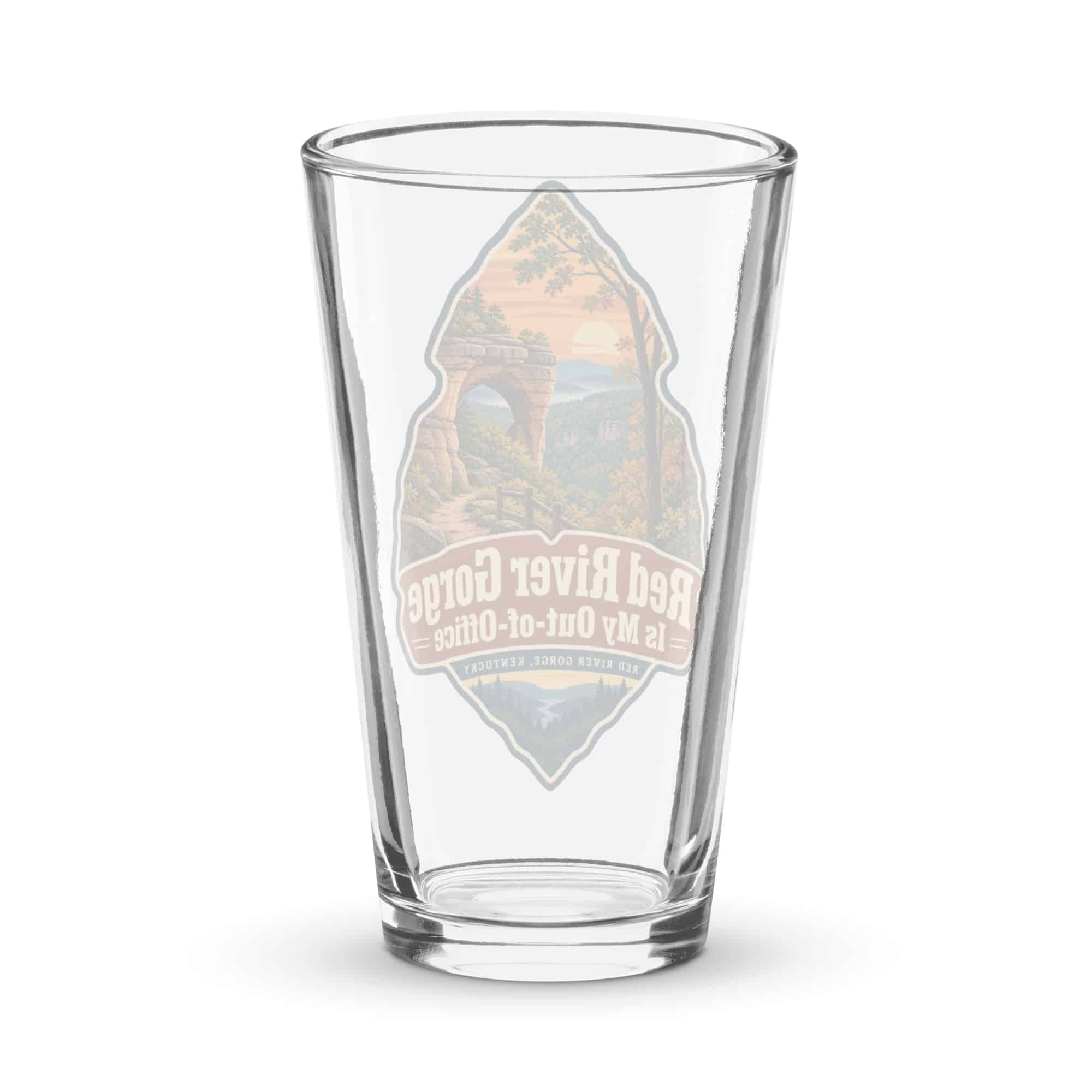 Red River Gorge Pint Glass: Red River Gorge Is My Out-of-Office, Scenic Shield Badge