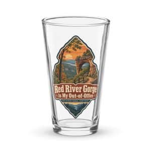 Red River Gorge Pint Glass: Red River Gorge Is My Out-of-Office, Scenic Shield Badge - 16 oz - Main