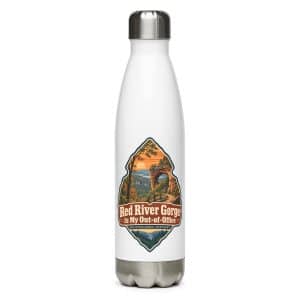 Red River Gorge Stainless Steel Water Bottle: Red River Gorge Is My Out-of-Office, Scenic Shield Badge - 17 oz - Main