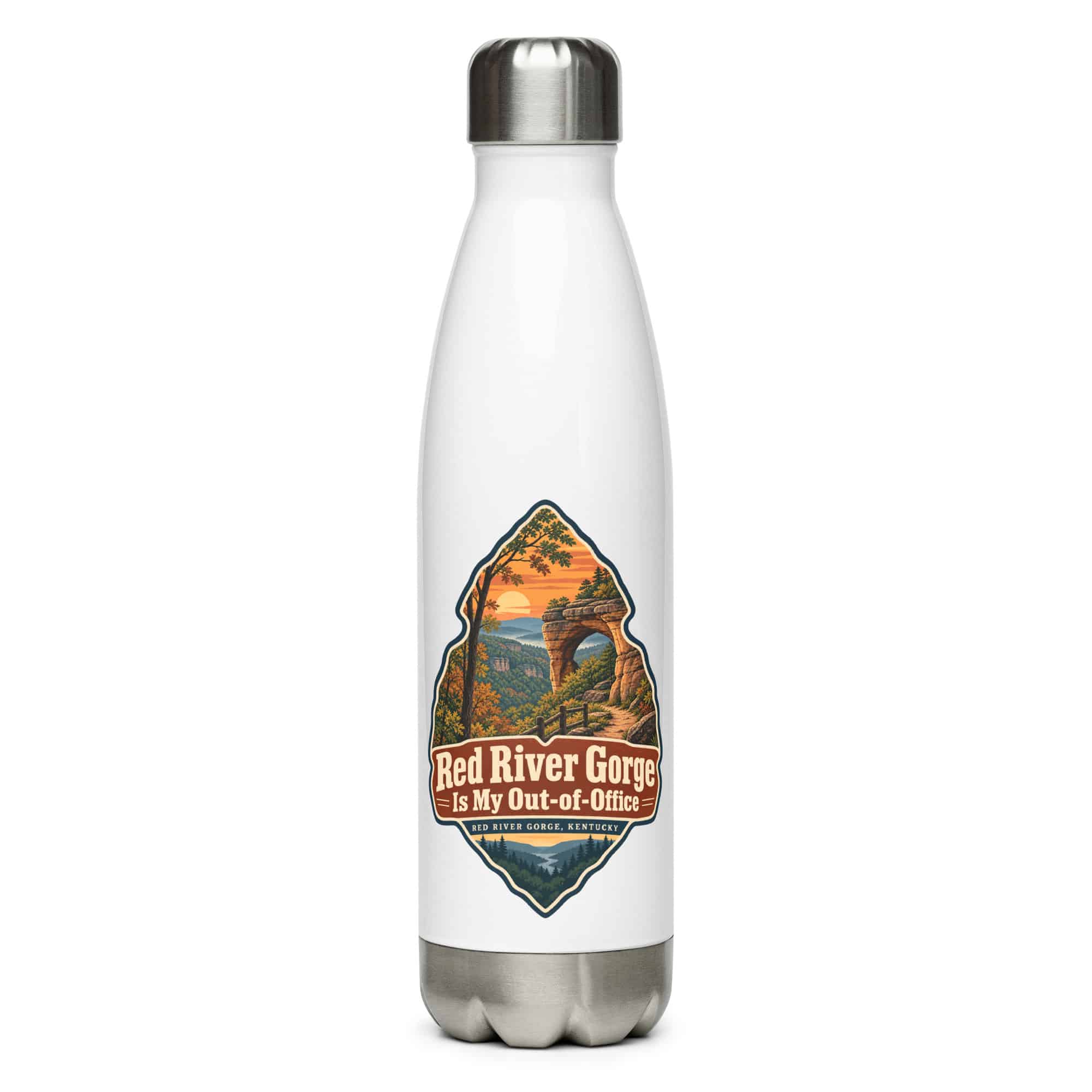 Red River Gorge Stainless Steel Water Bottle: Red River Gorge Is My Out-of-Office, Scenic Shield Badge