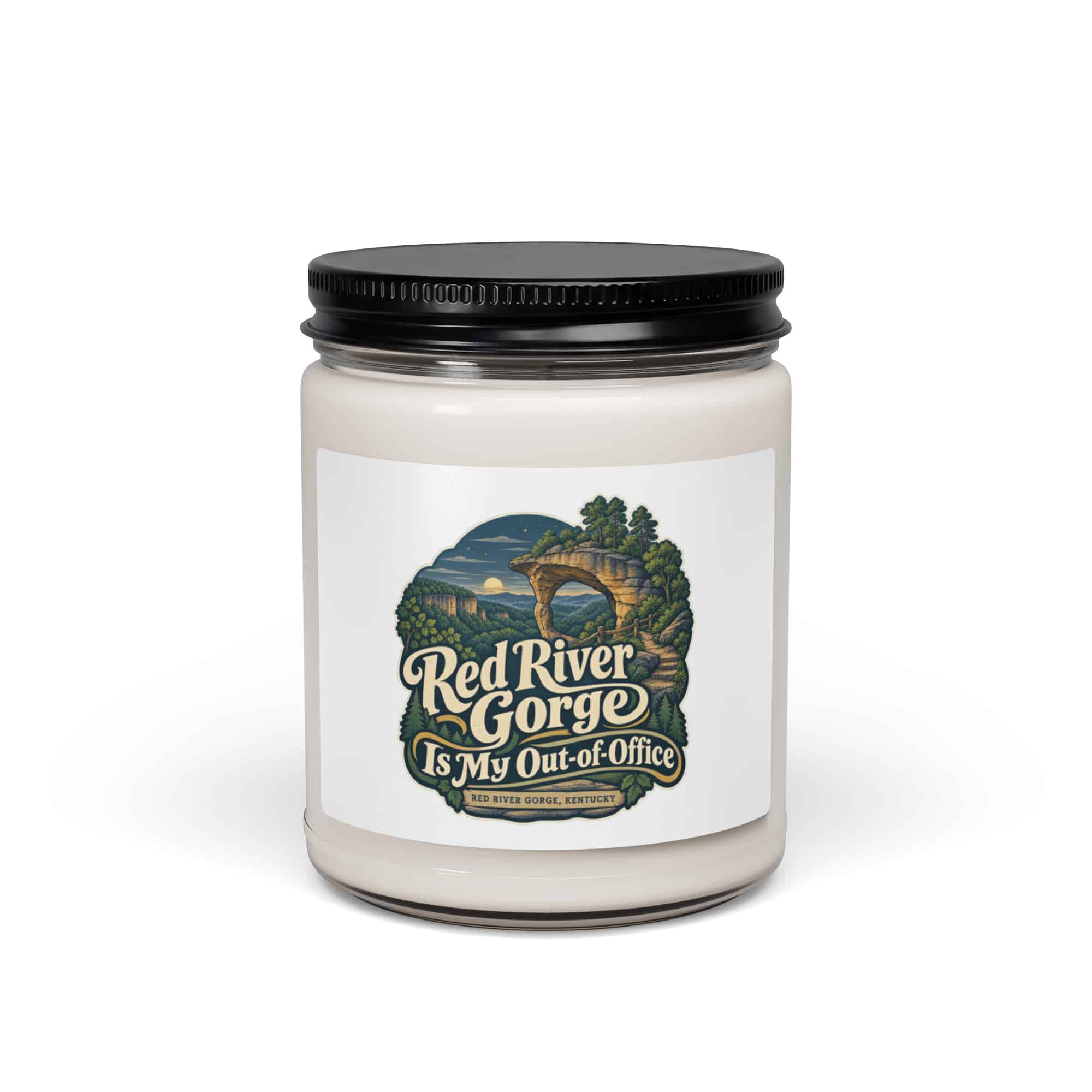 Red River Gorge Soy Wax Candle: Red River Gorge Is My Out-of-Office, Woodland Scenic Lettering