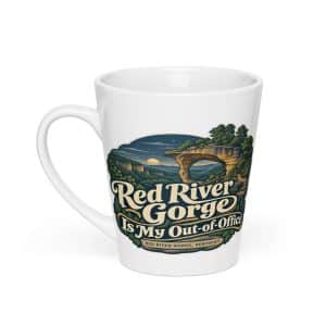 Red River Gorge Latte Mug: Red River Gorge Is My Out-of-Office, Woodland Scenic Lettering - 12 oz - Main