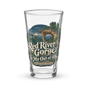 Red River Gorge Pint Glass: Red River Gorge Is My Out-of-Office, Woodland Scenic Lettering - 16 oz - Main