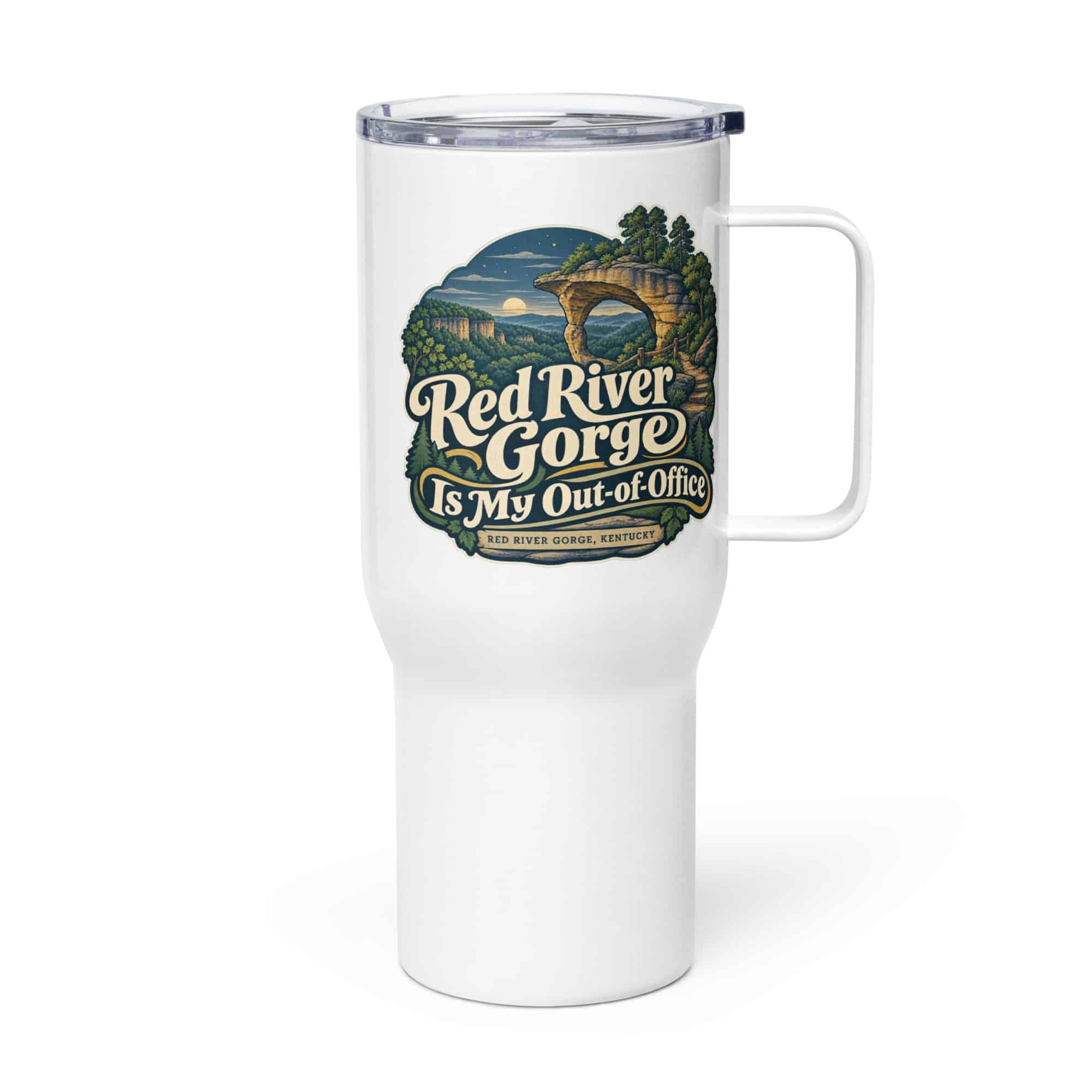 Red River Gorge Travel Mug: Red River Gorge Is My Out-of-Office, Woodland Scenic Lettering