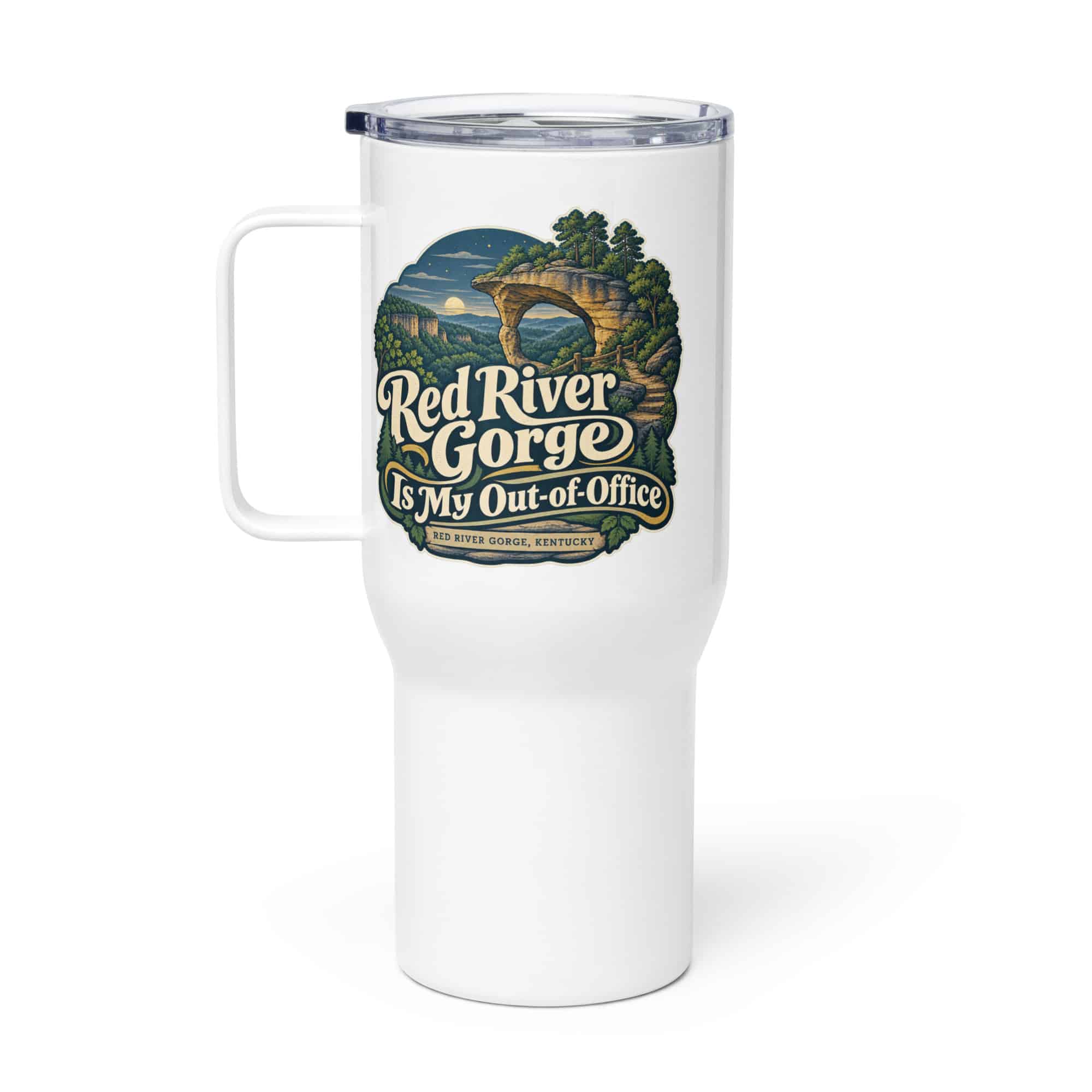 Red River Gorge Travel Mug: Red River Gorge Is My Out-of-Office, Woodland Scenic Lettering