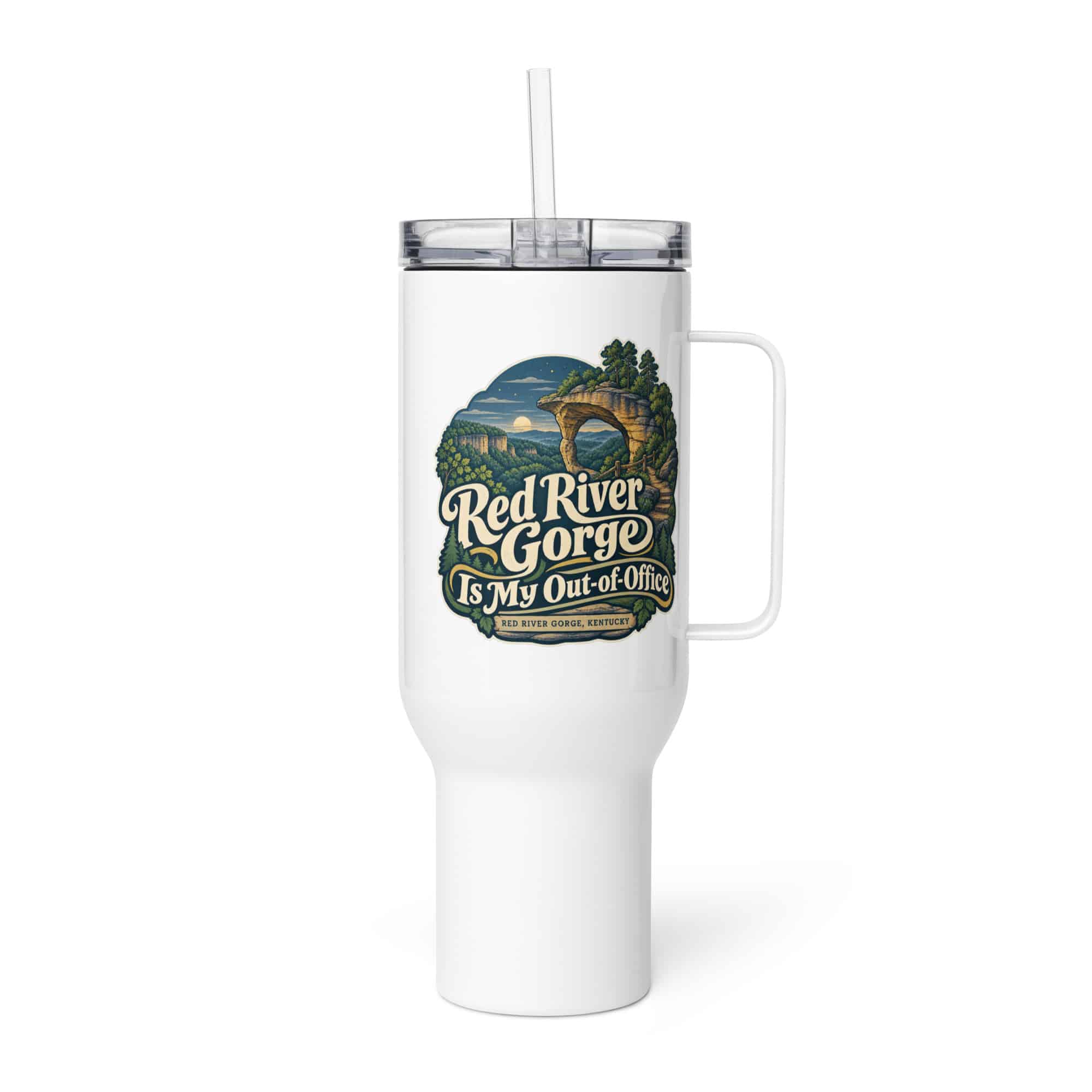 Red River Gorge Travel Mug: Red River Gorge Is My Out-of-Office, Woodland Scenic Lettering