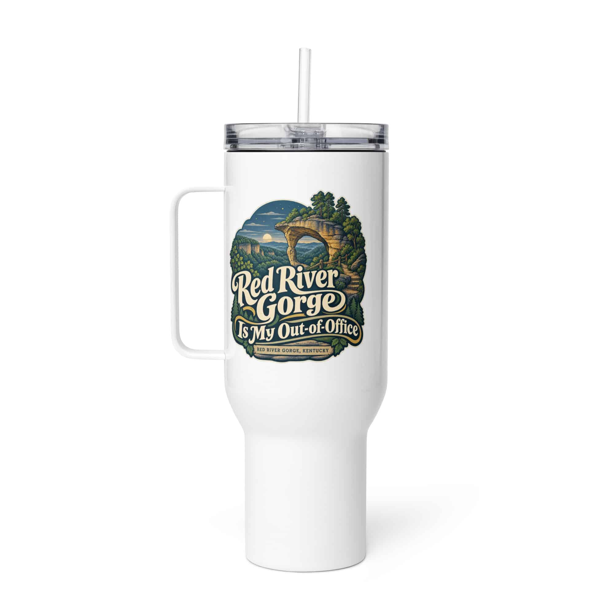 Red River Gorge Travel Mug: Red River Gorge Is My Out-of-Office, Woodland Scenic Lettering