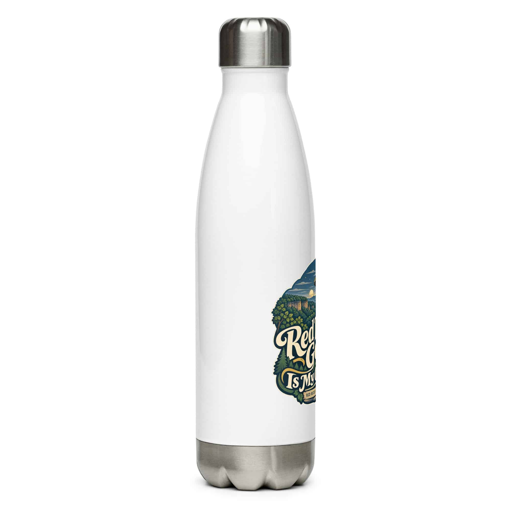 Red River Gorge Stainless Steel Water Bottle: Red River Gorge Is My Out-of-Office, Woodland Scenic Lettering