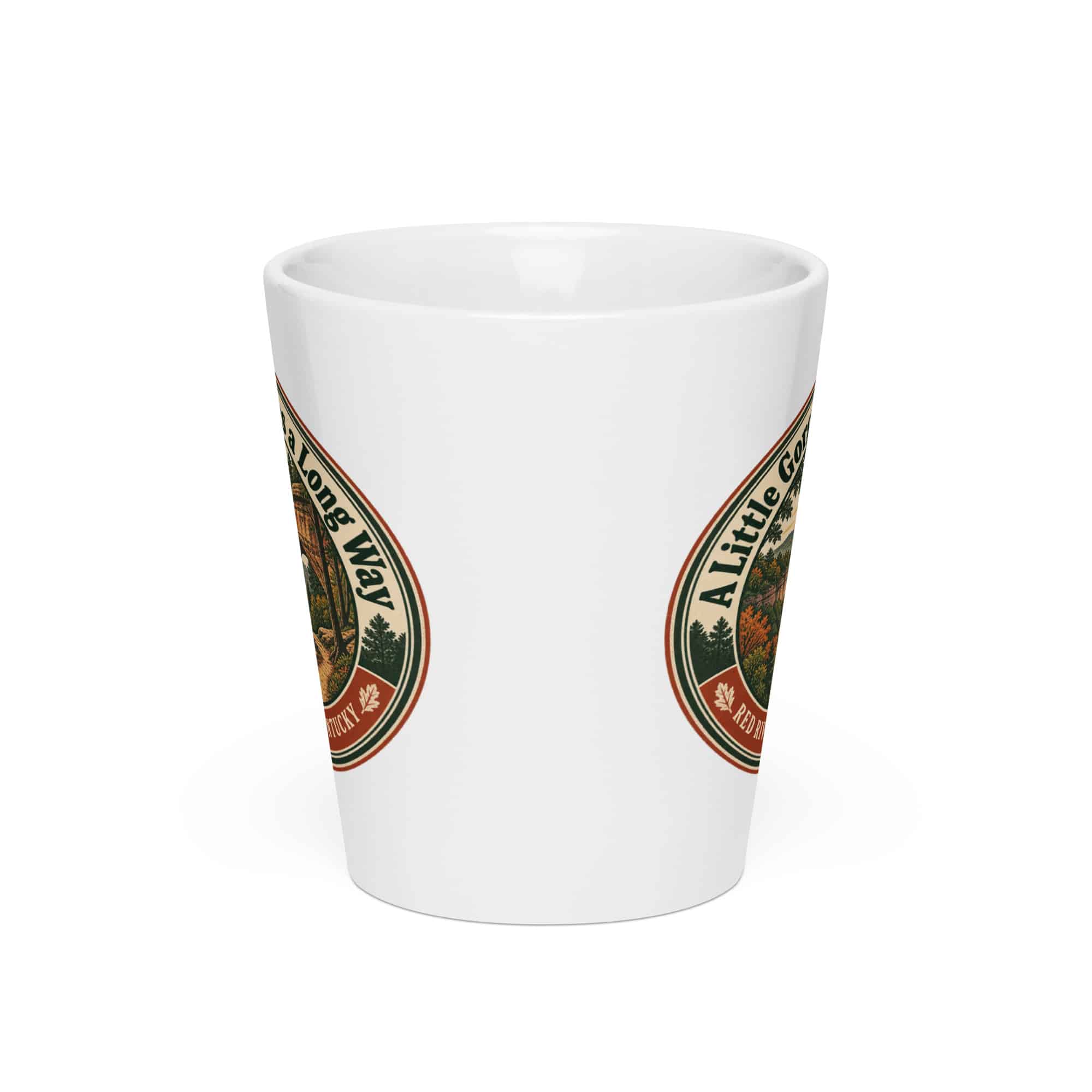 Red River Gorge Latte Mug: A Little Gorge Goes a Long Way, Vintage Round Badge