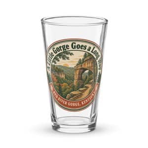 Red River Gorge Pint Glass: A Little Gorge Goes a Long Way, Vintage Round Badge - 16 oz - Main