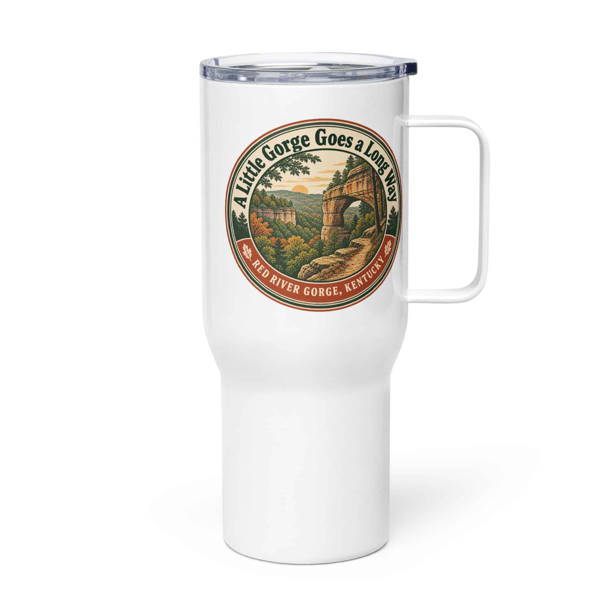 Red River Gorge Travel Mug: A Little Gorge Goes a Long Way, Vintage Round Badge