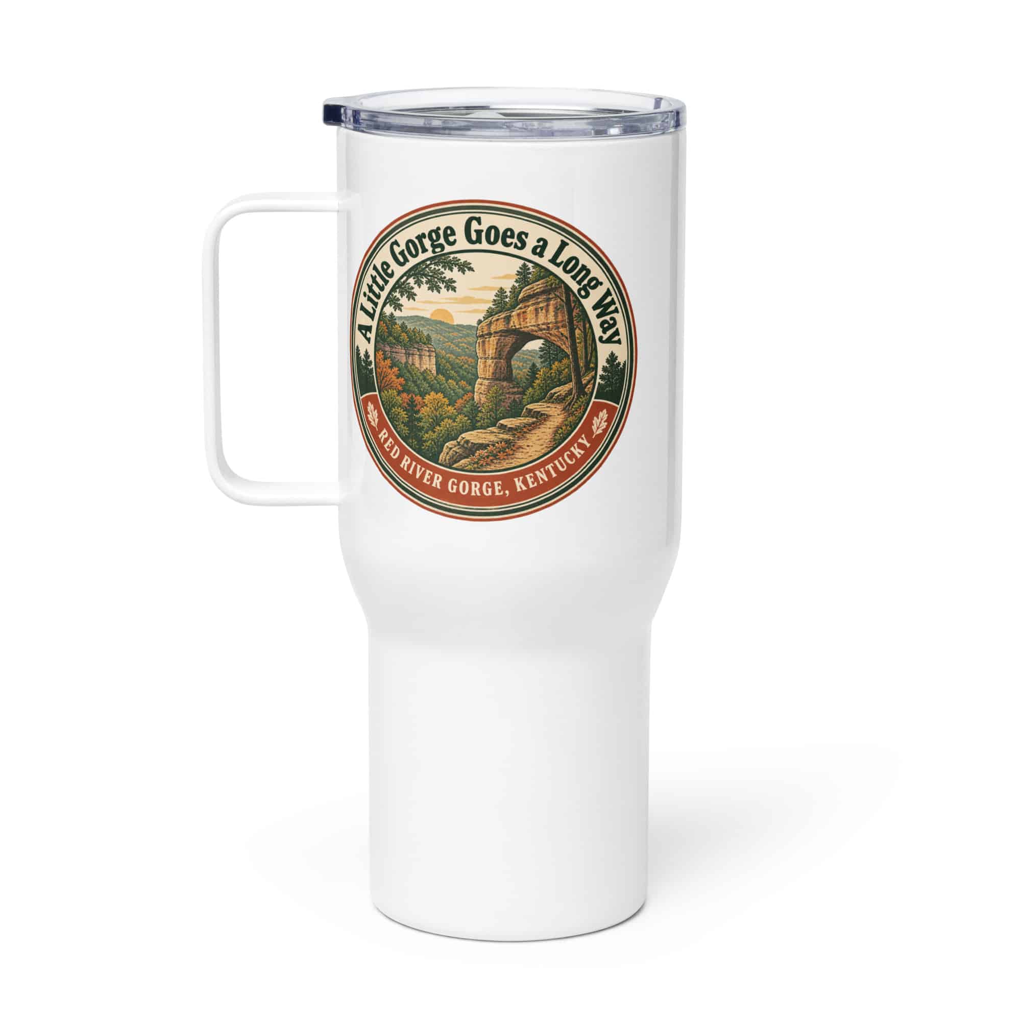 Red River Gorge Travel Mug: A Little Gorge Goes a Long Way, Vintage Round Badge