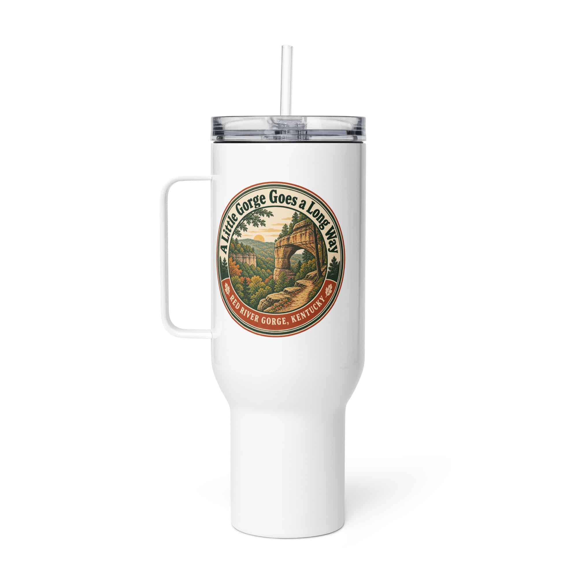 Red River Gorge Travel Mug: A Little Gorge Goes a Long Way, Vintage Round Badge