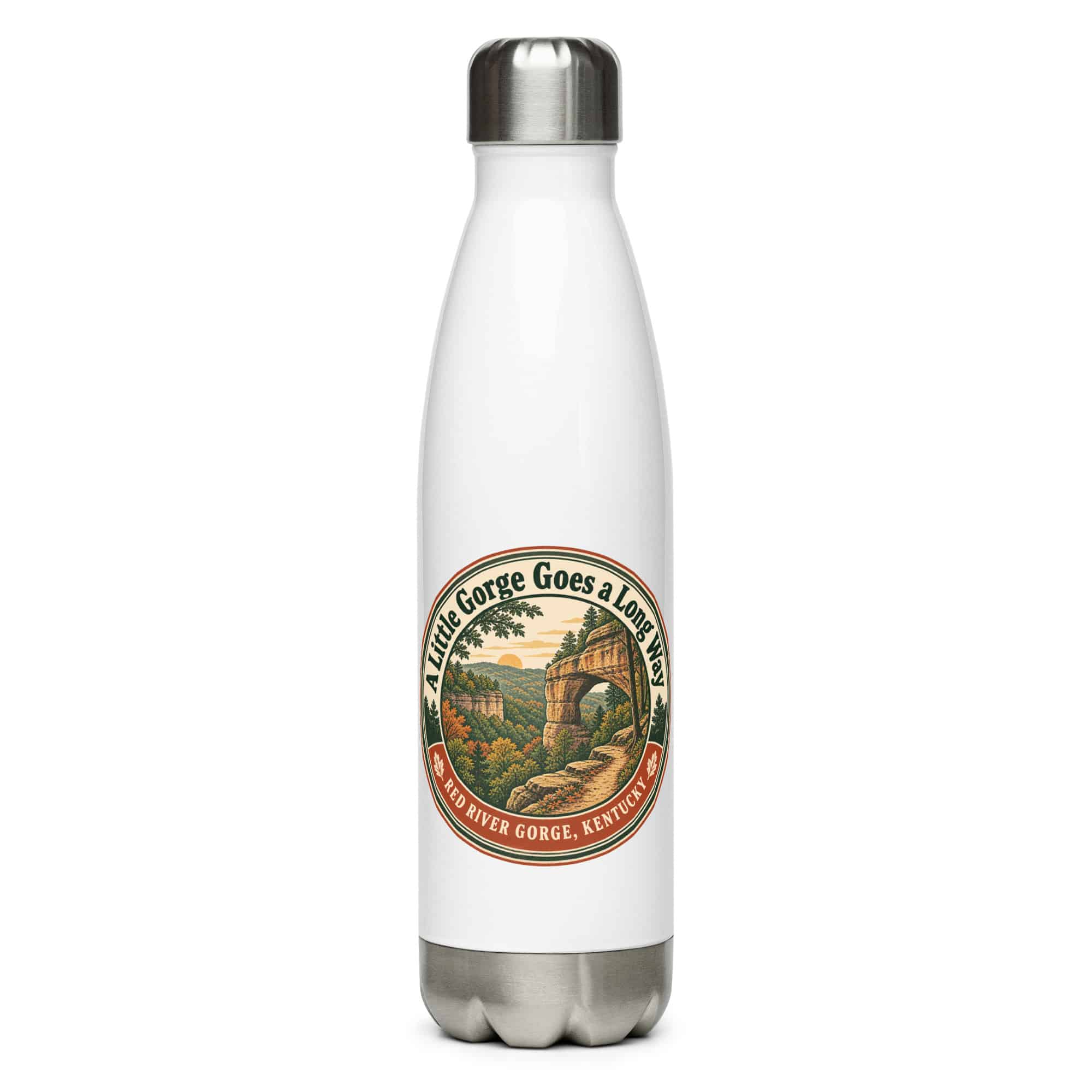 Red River Gorge Stainless Steel Water Bottle: A Little Gorge Goes a Long Way, Vintage Round Badge