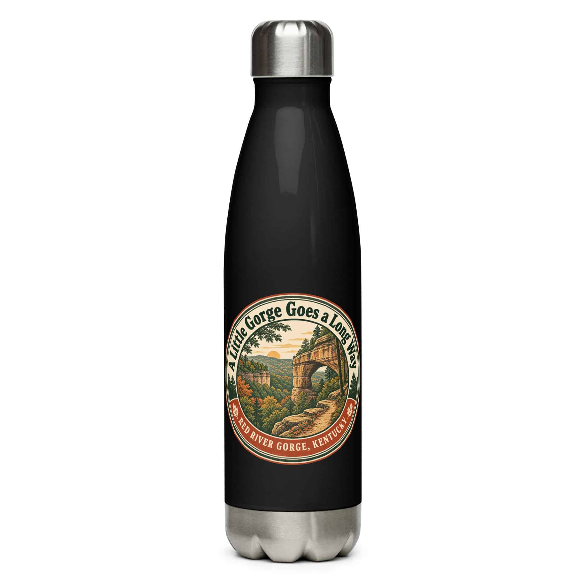Red River Gorge Stainless Steel Water Bottle: A Little Gorge Goes a Long Way, Vintage Round Badge