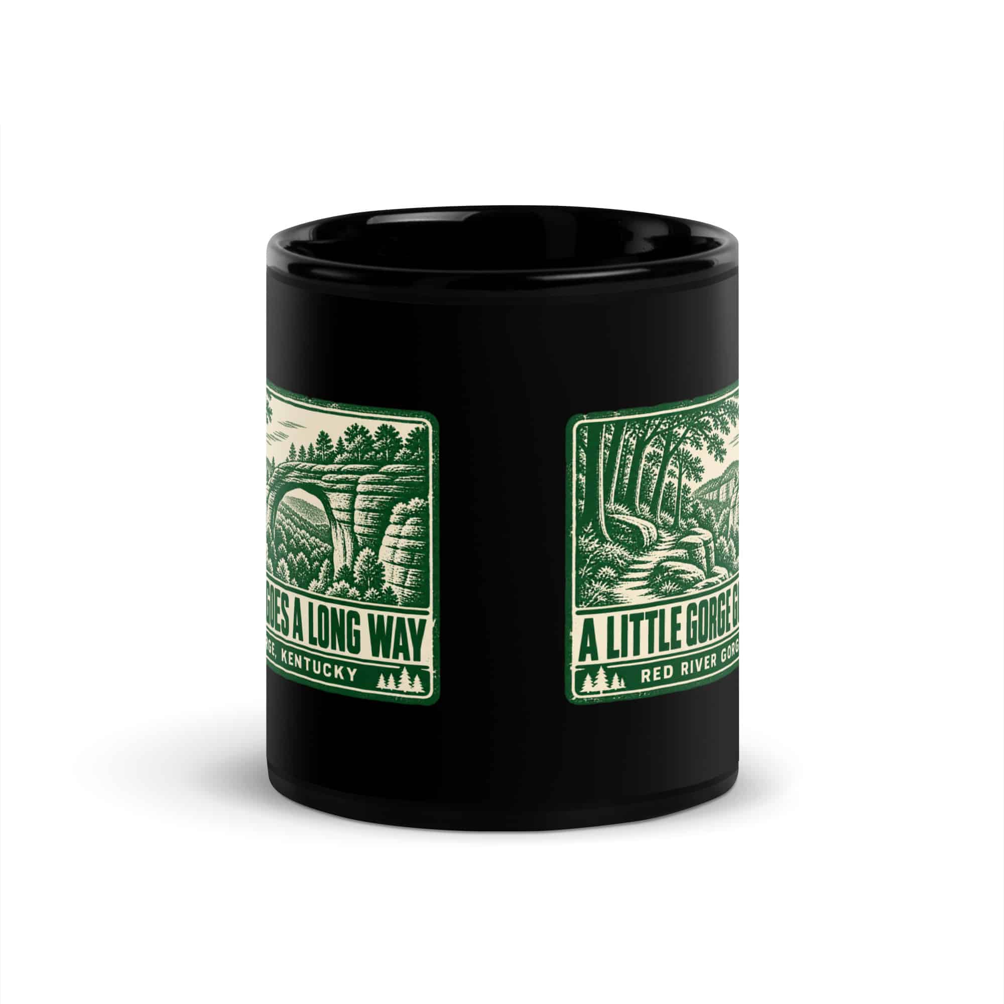 Red River Gorge Black Coffee Mug: A Little Gorge Goes a Long Way, Forest Ink Stamp
