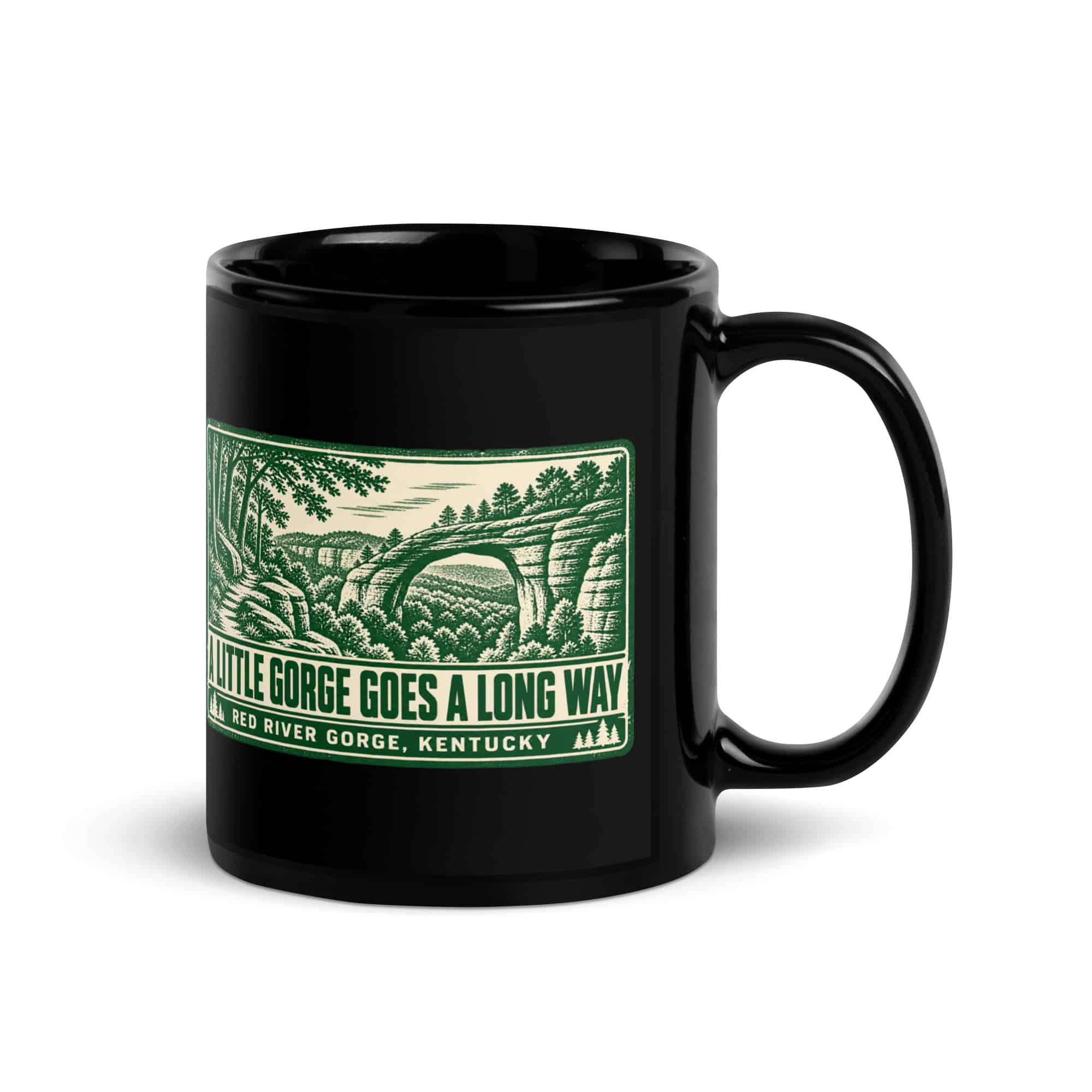 Red River Gorge Black Coffee Mug: A Little Gorge Goes a Long Way, Forest Ink Stamp