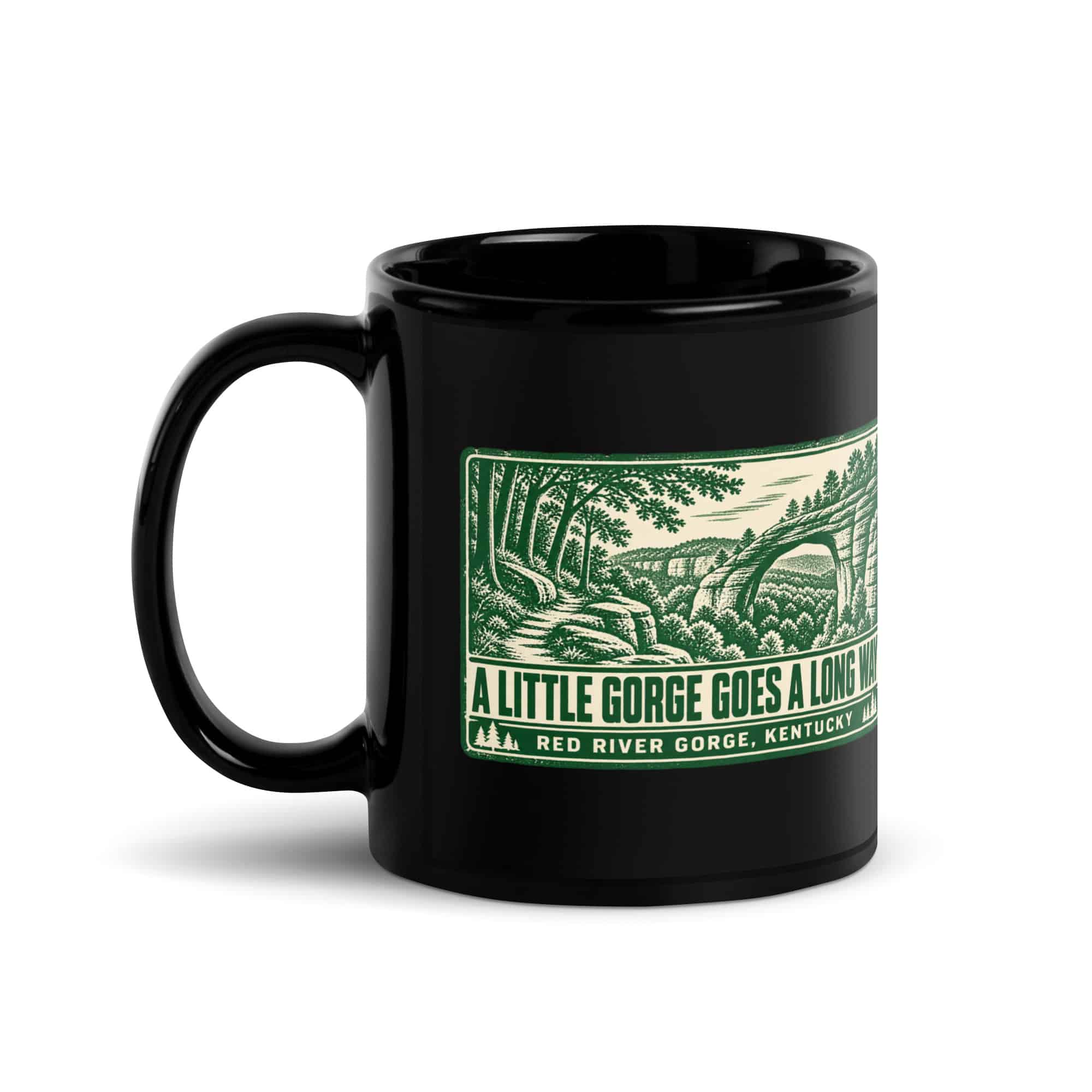 Red River Gorge Black Coffee Mug: A Little Gorge Goes a Long Way, Forest Ink Stamp