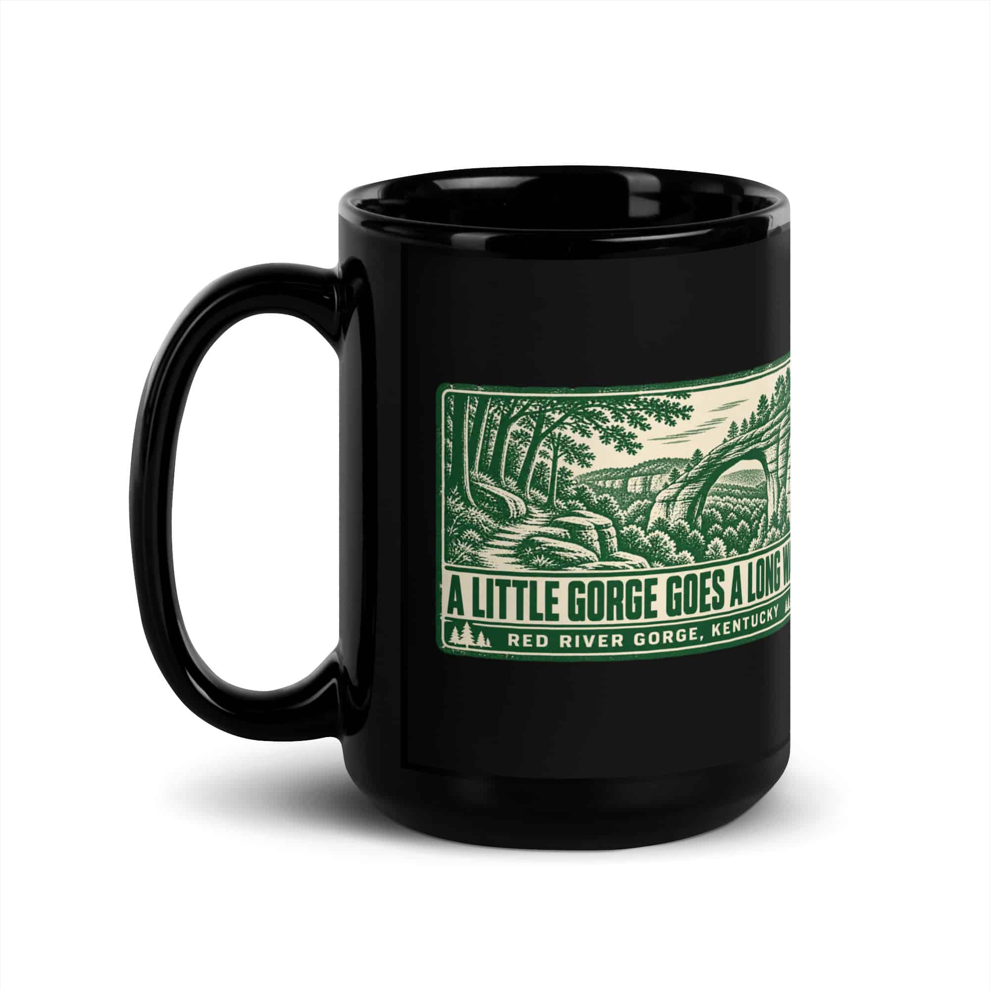 Red River Gorge Black Coffee Mug: A Little Gorge Goes a Long Way, Forest Ink Stamp