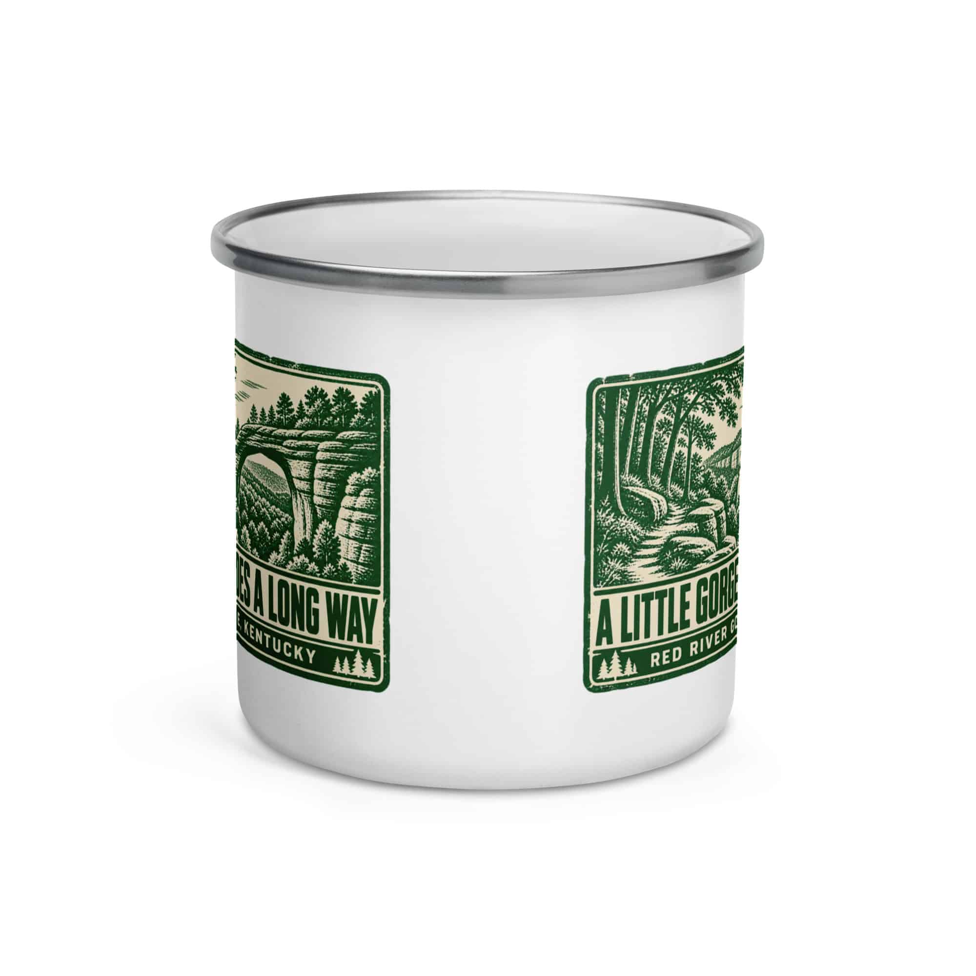 Red River Gorge Enamel Camp Mug: A Little Gorge Goes a Long Way, Forest Ink Stamp
