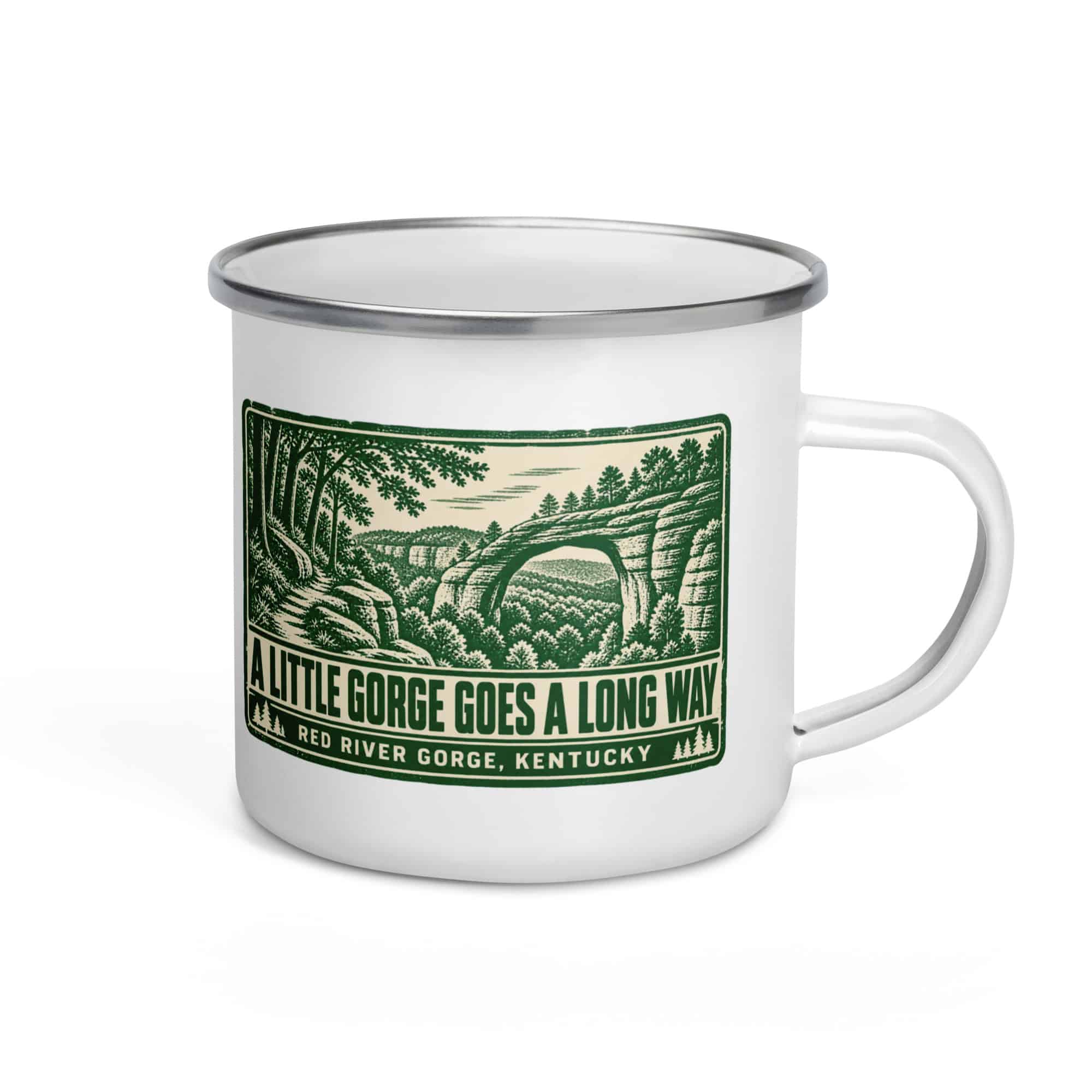Red River Gorge Enamel Camp Mug: A Little Gorge Goes a Long Way, Forest Ink Stamp