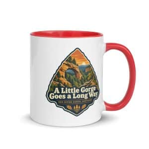 Red River Gorge Color Inside Coffee Mug: A Little Gorge Goes a Long Way, Scenic Shield Badge - 11 oz - Main