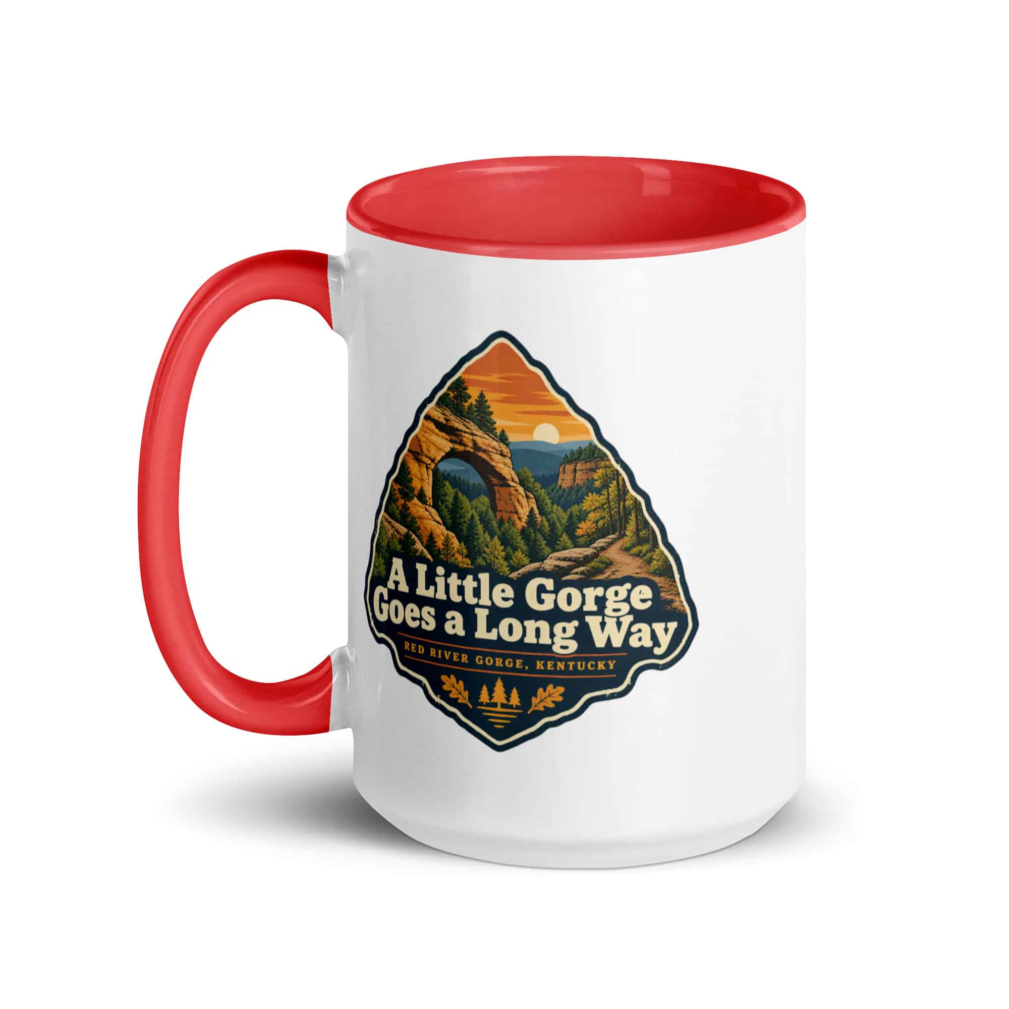 Red River Gorge Color Inside Coffee Mug: A Little Gorge Goes a Long Way, Scenic Shield Badge