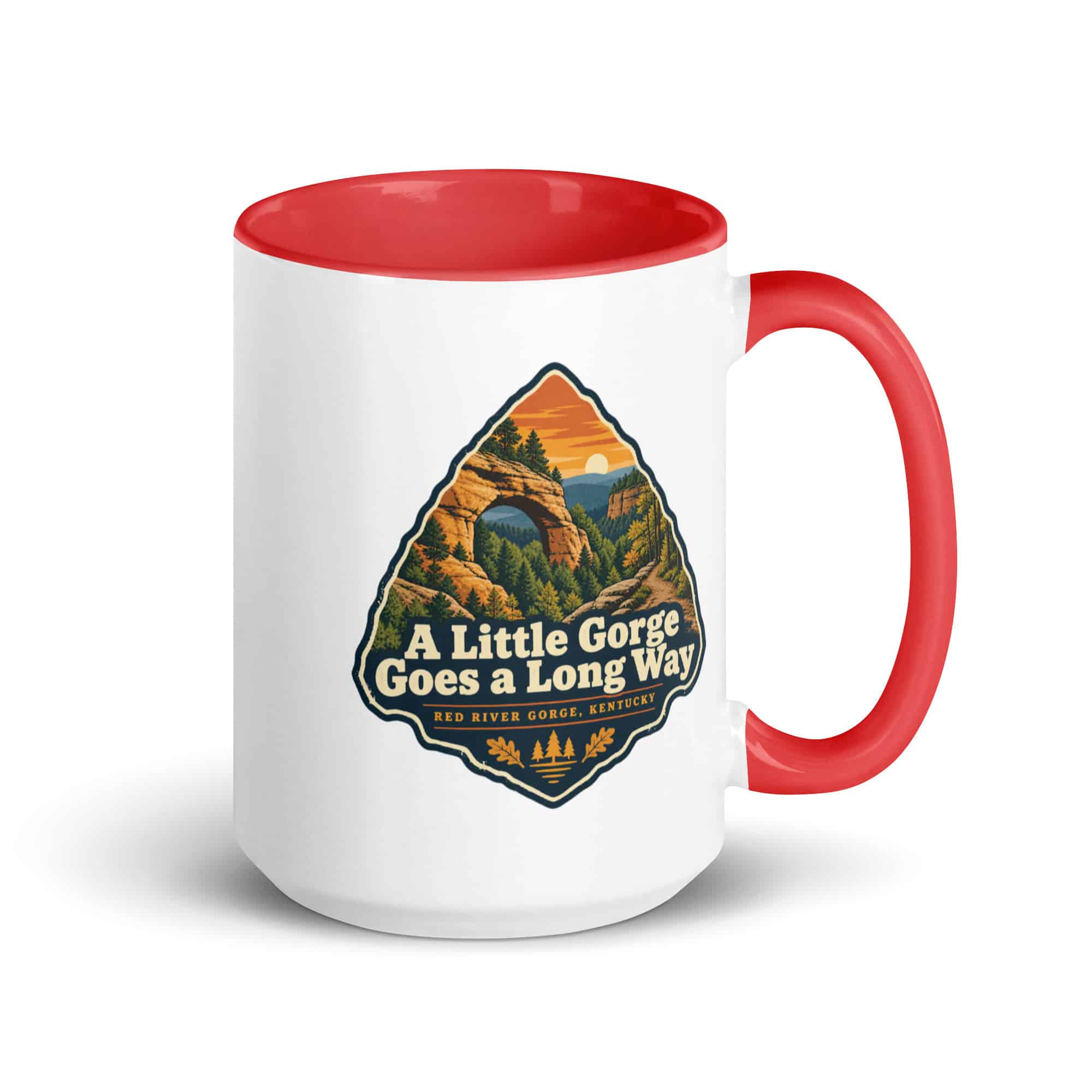Red River Gorge Color Inside Coffee Mug: A Little Gorge Goes a Long Way, Scenic Shield Badge