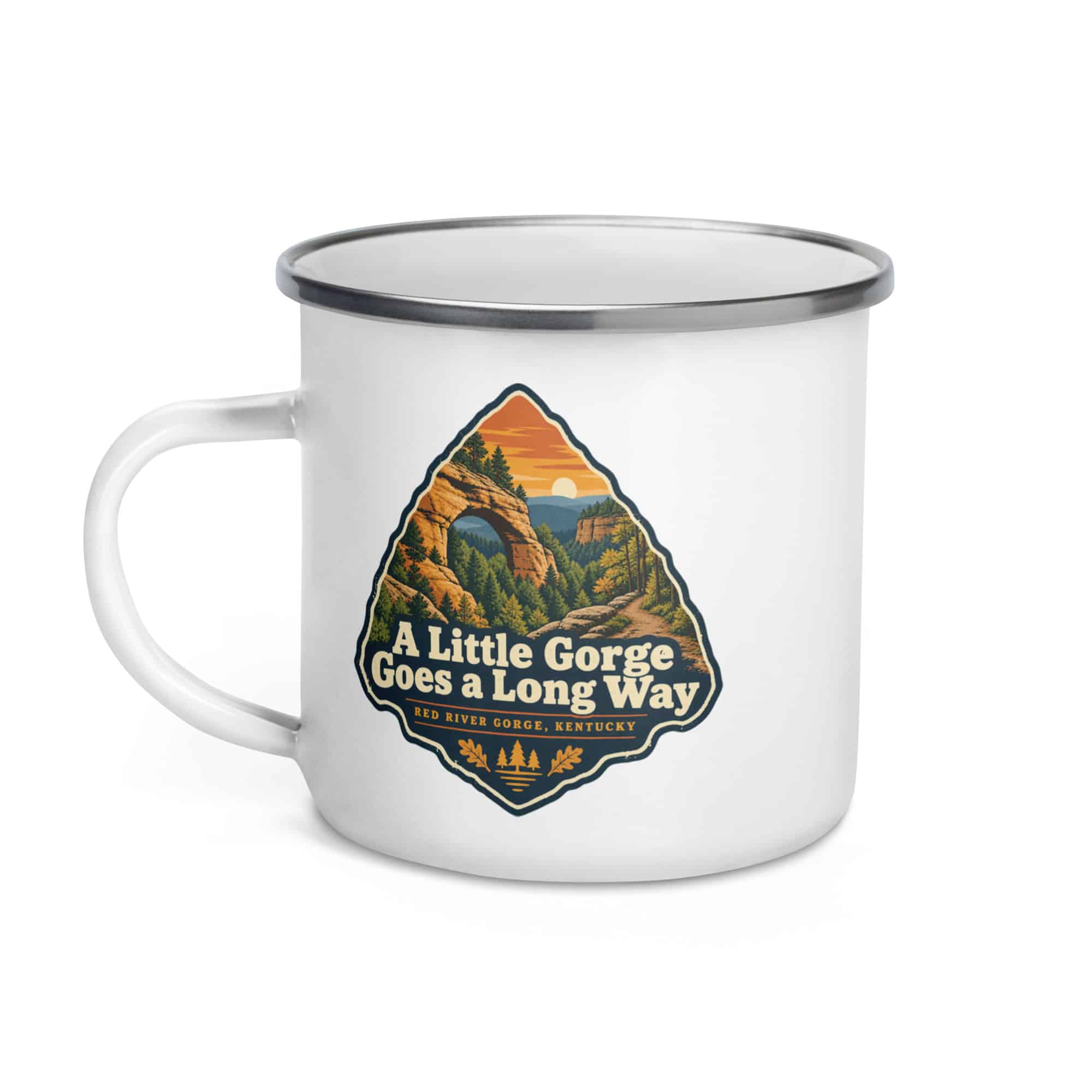 Red River Gorge Enamel Camp Mug: A Little Gorge Goes a Long Way, Scenic Shield Badge