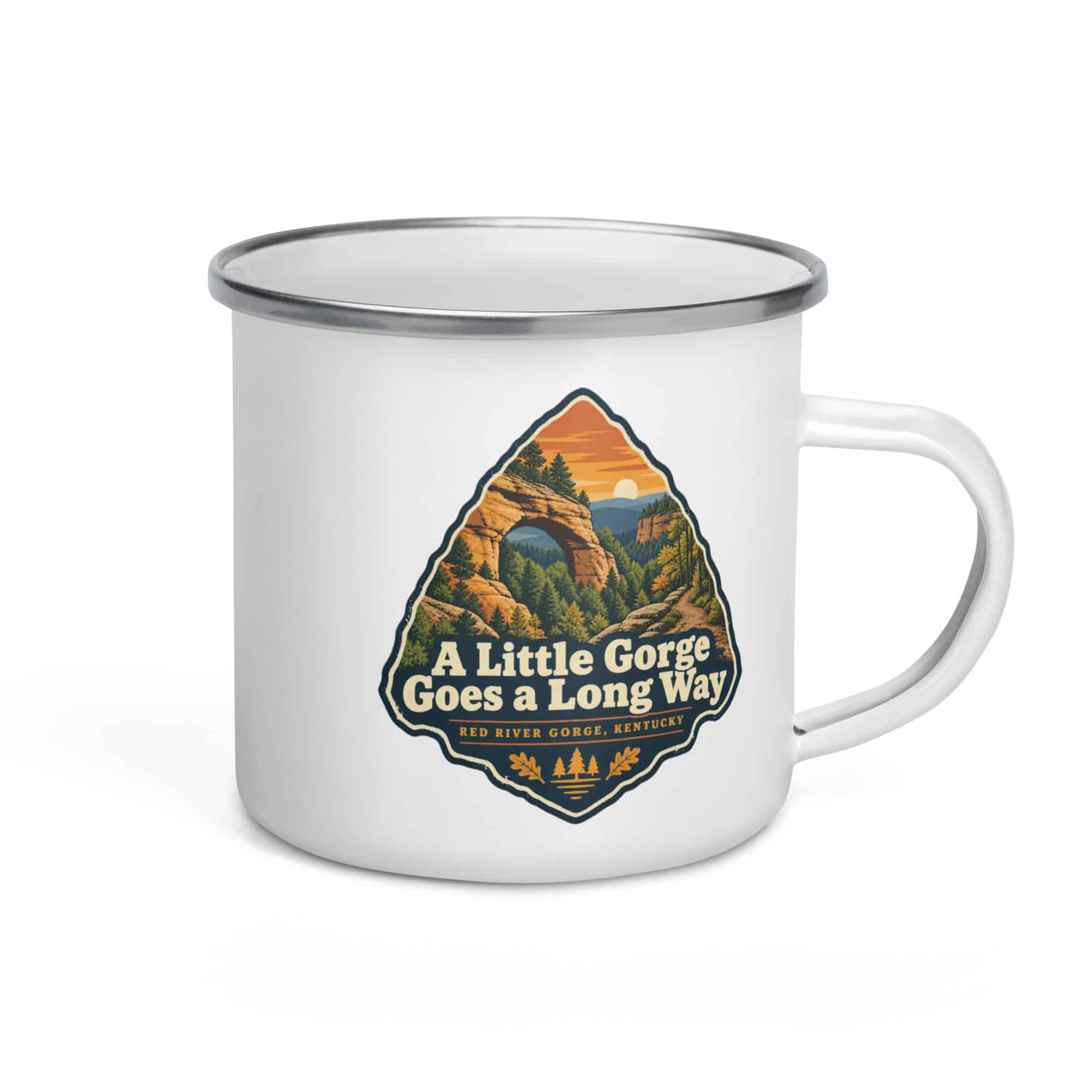 Red River Gorge Enamel Camp Mug: A Little Gorge Goes a Long Way, Scenic Shield Badge