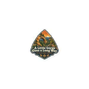 Red River Gorge Die-Cut Magnet: A Little Gorge Goes a Long Way, Scenic Shield Badge - 3″×3″ - Main