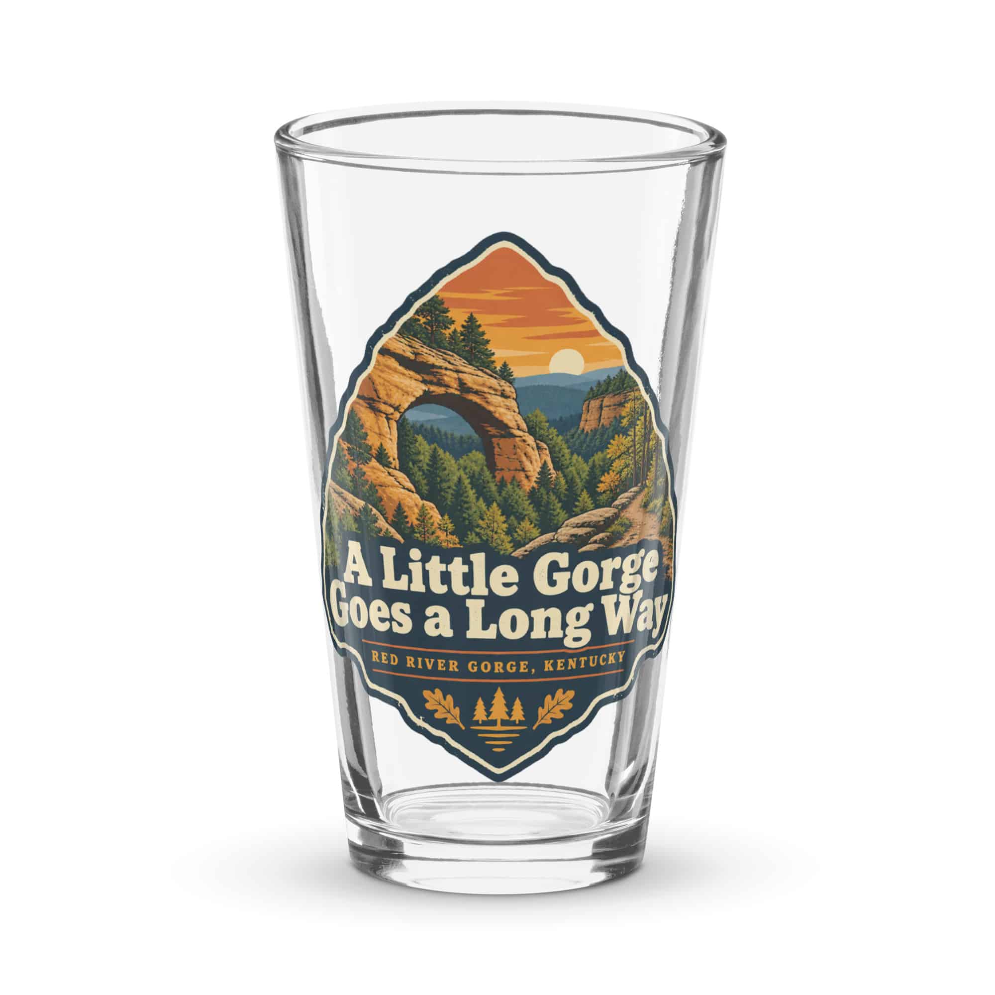 Red River Gorge Pint Glass: A Little Gorge Goes a Long Way, Scenic Shield Badge