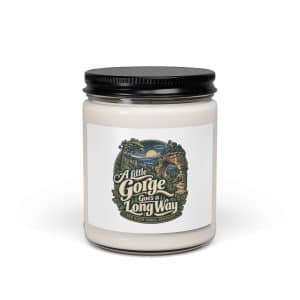 Red River Gorge Soy Wax Candle: A Little Gorge Goes a Long Way, Woodland Scenic Lettering - 9oz - Main