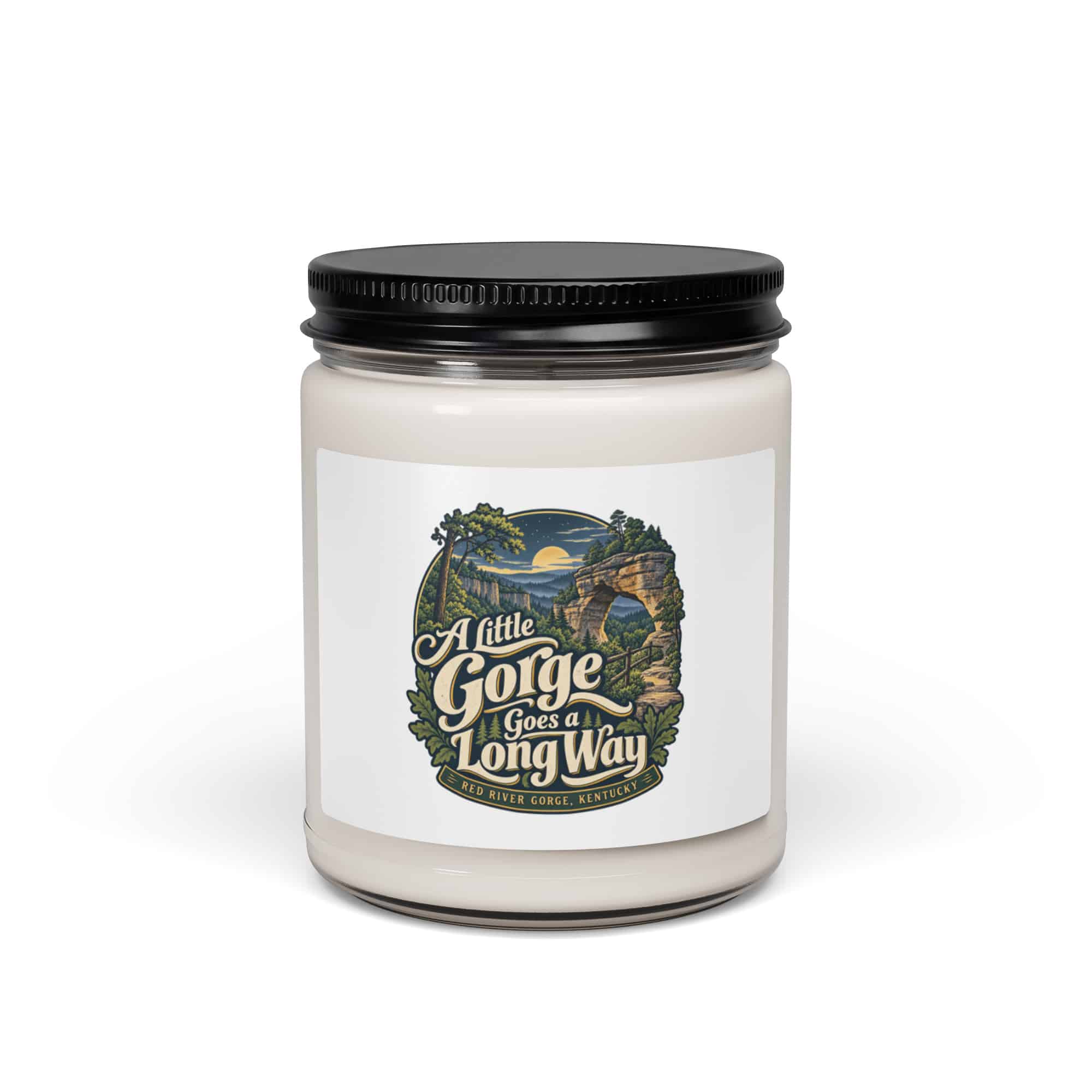 Red River Gorge Soy Wax Candle: A Little Gorge Goes a Long Way, Woodland Scenic Lettering