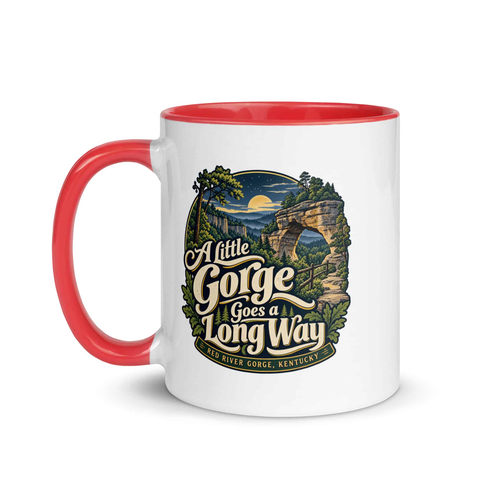 Red River Gorge Color Inside Coffee Mug: A Little Gorge Goes a Long Way, Woodland Scenic Lettering