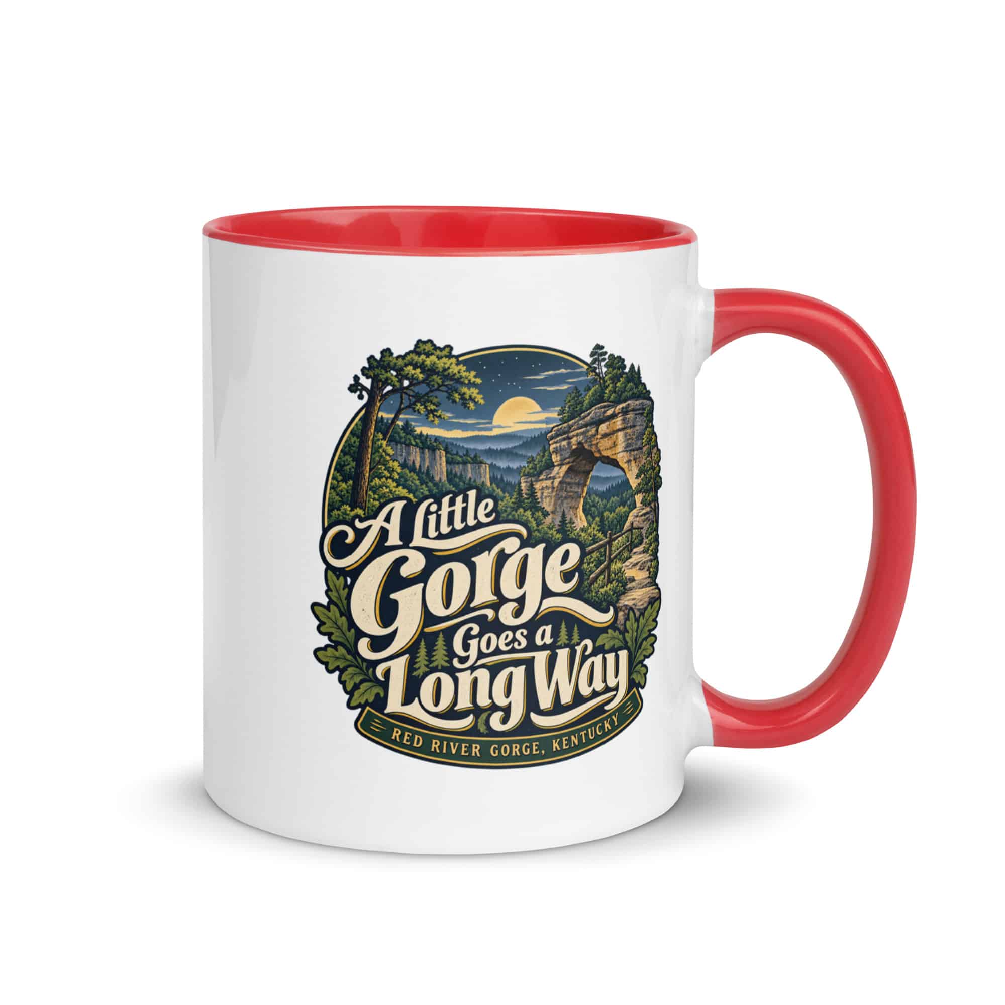 Red River Gorge Color Inside Coffee Mug: A Little Gorge Goes a Long Way, Woodland Scenic Lettering