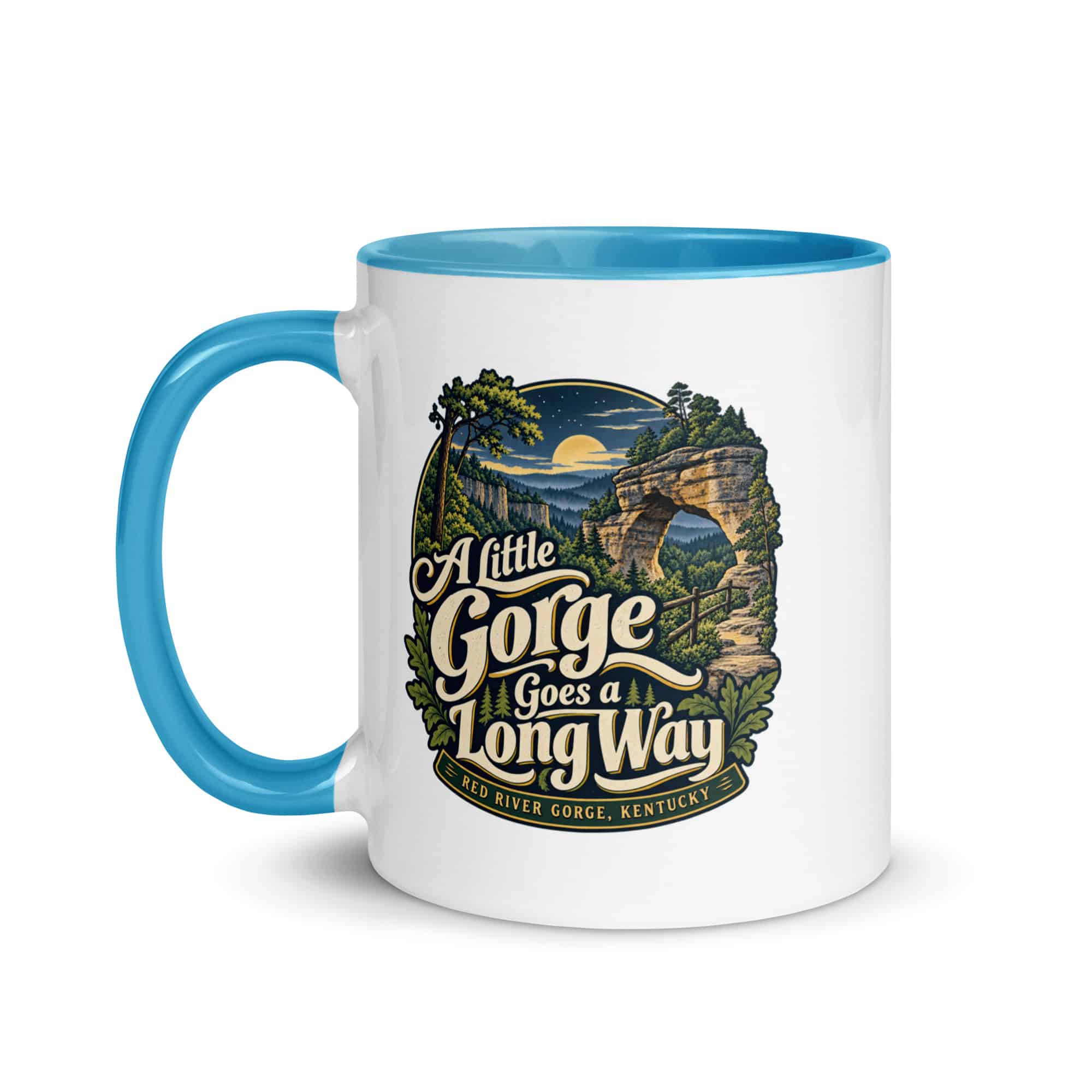 Red River Gorge Color Inside Coffee Mug: A Little Gorge Goes a Long Way, Woodland Scenic Lettering