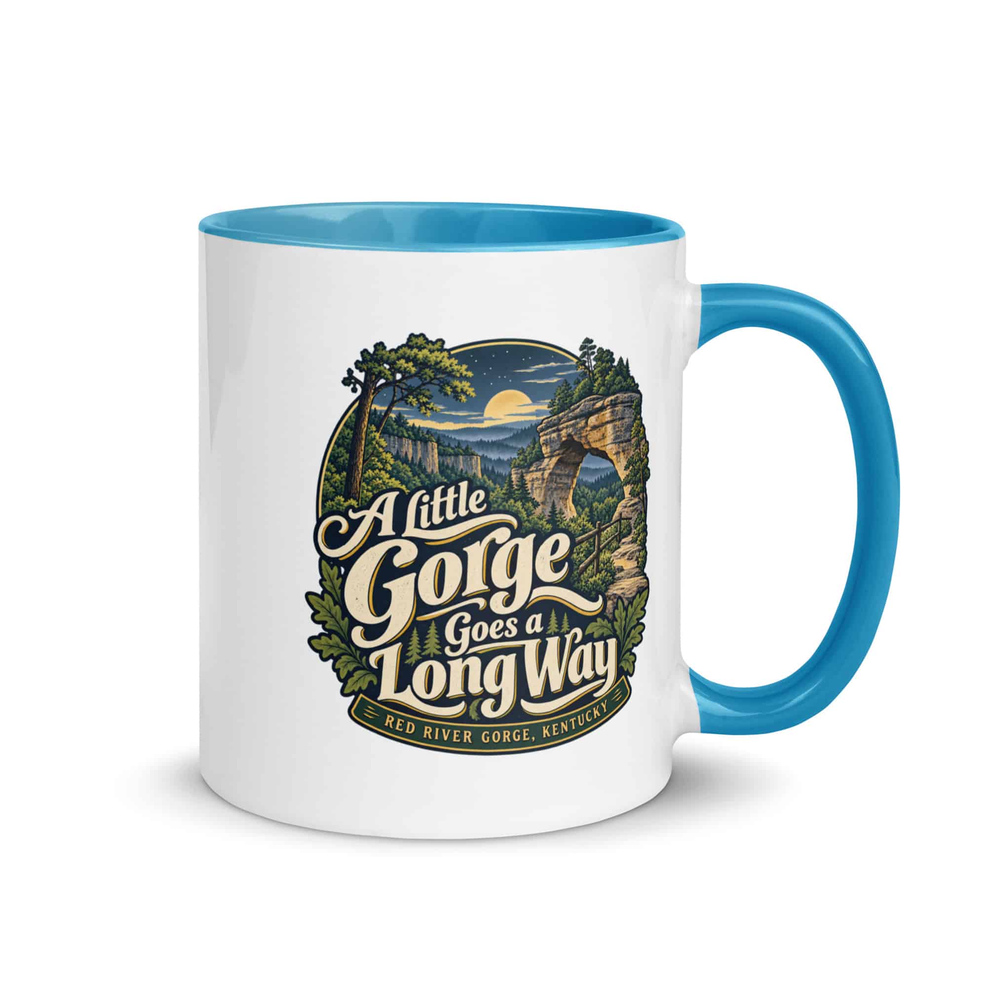 Red River Gorge Color Inside Coffee Mug: A Little Gorge Goes a Long Way, Woodland Scenic Lettering