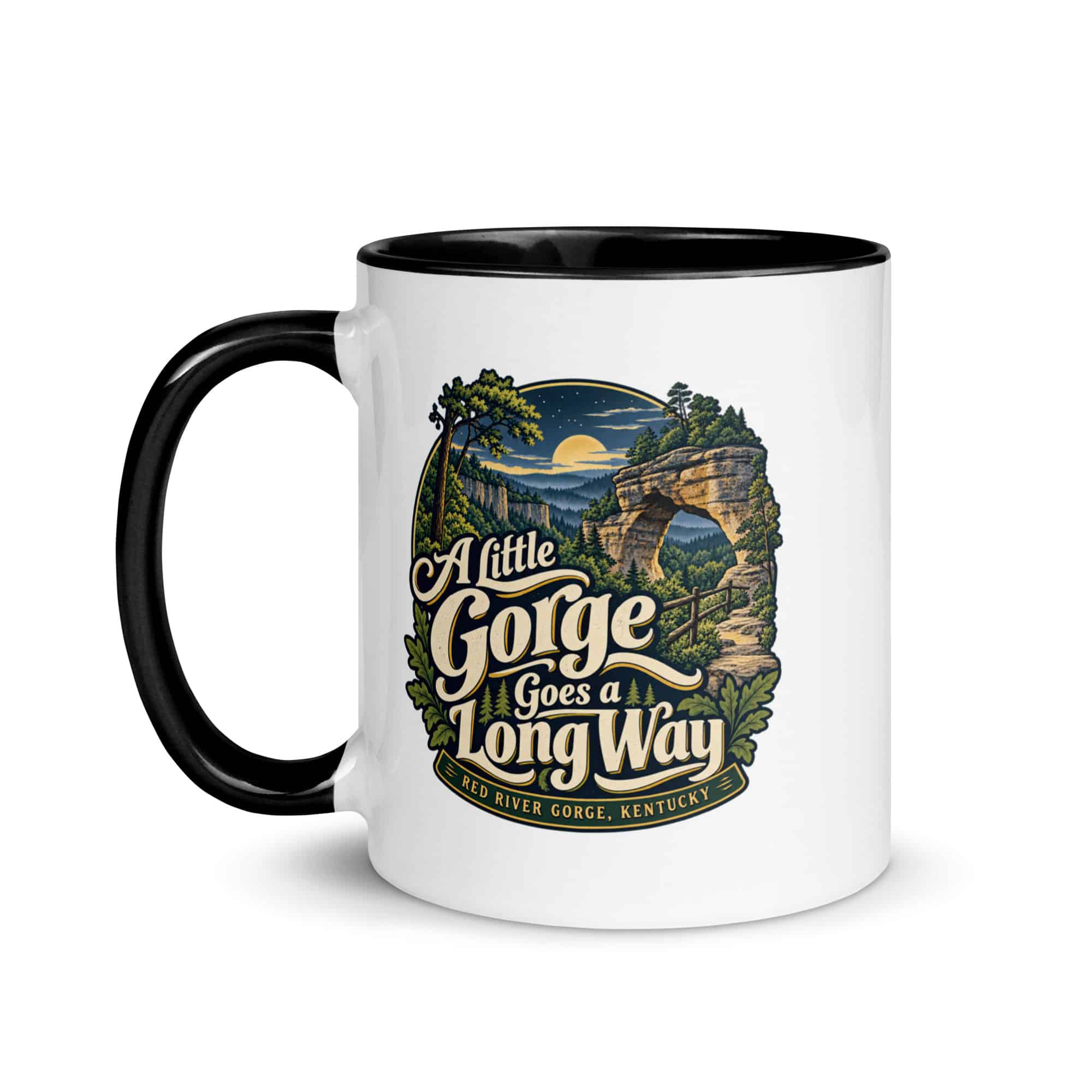 Red River Gorge Color Inside Coffee Mug: A Little Gorge Goes a Long Way, Woodland Scenic Lettering