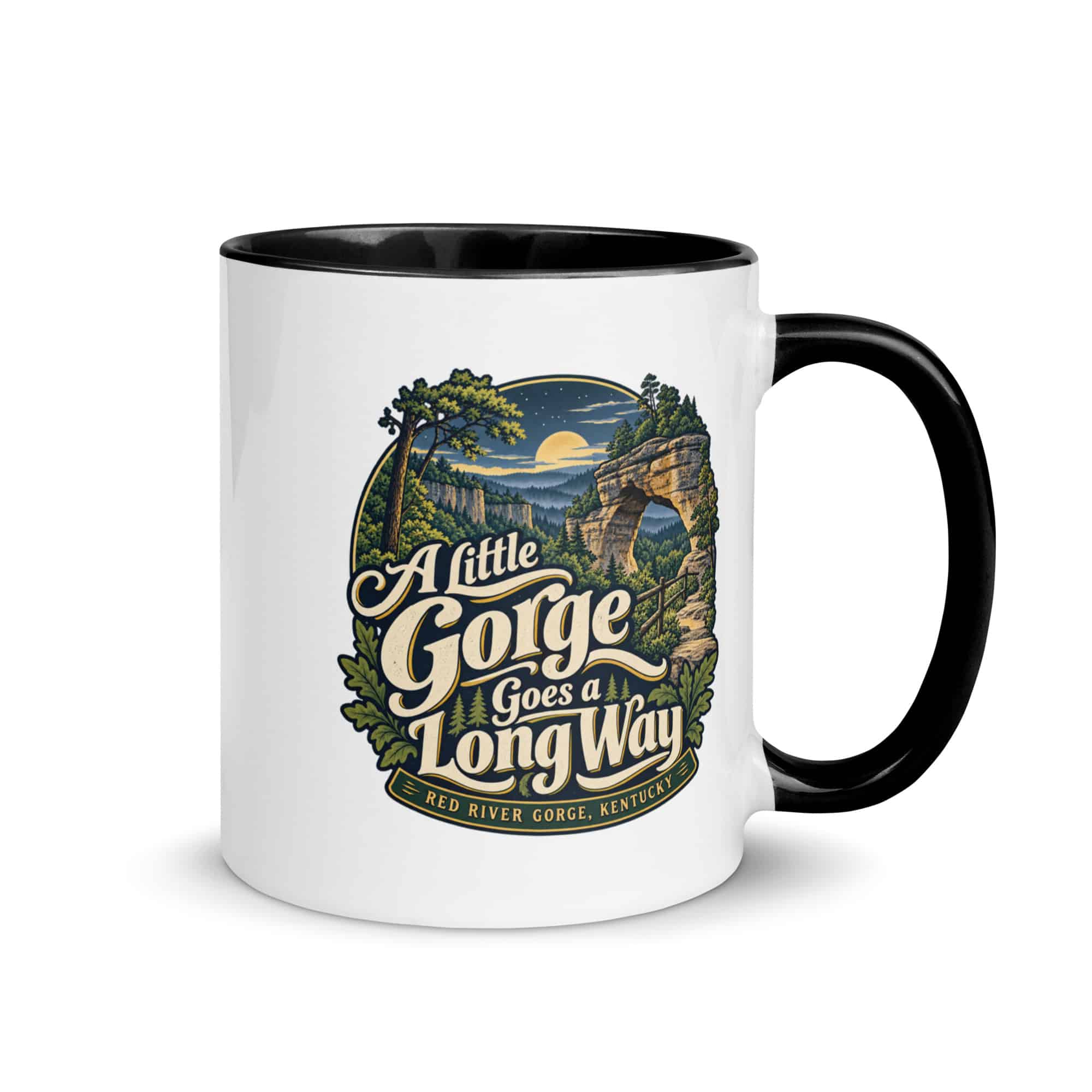 Red River Gorge Color Inside Coffee Mug: A Little Gorge Goes a Long Way, Woodland Scenic Lettering