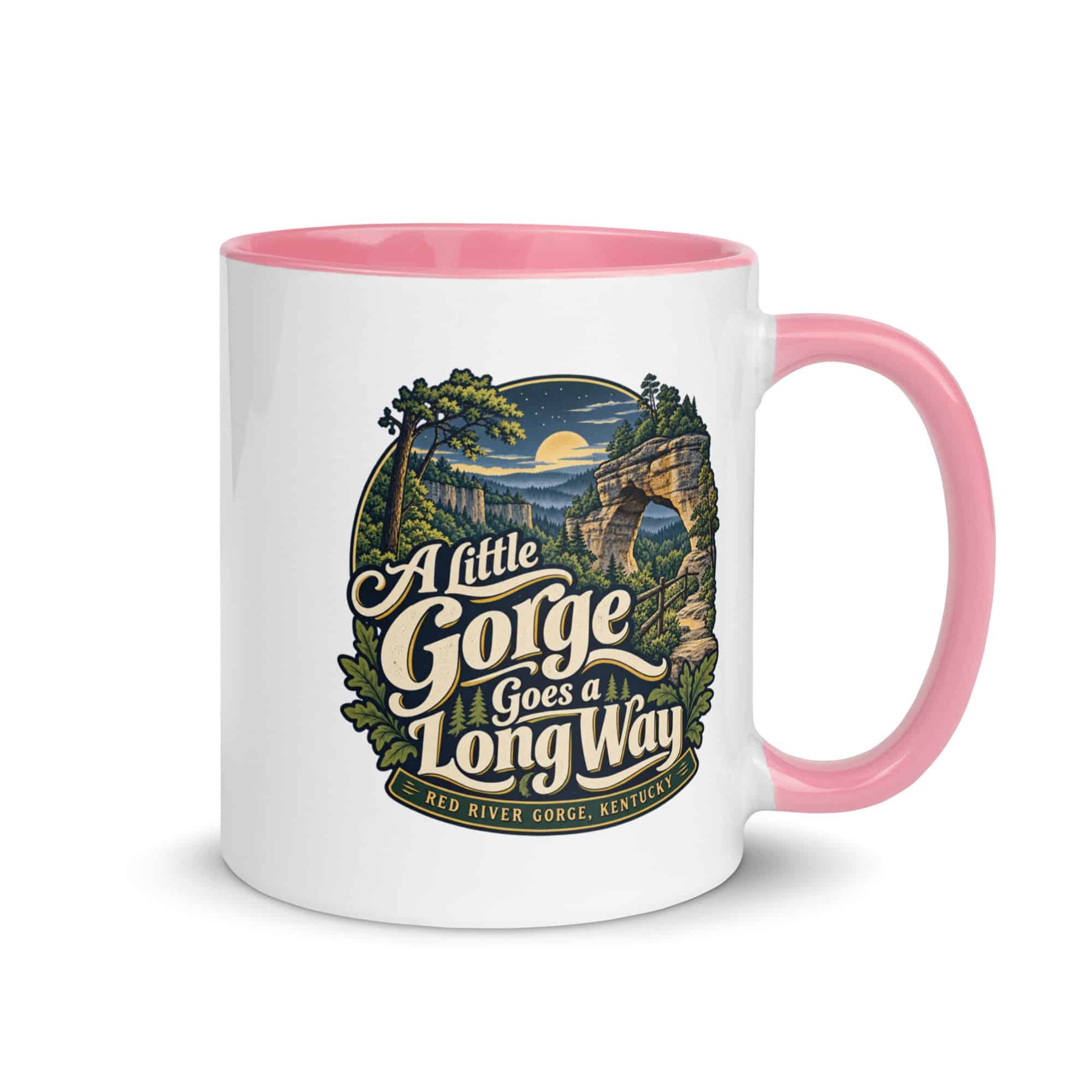 Red River Gorge Color Inside Coffee Mug: A Little Gorge Goes a Long Way, Woodland Scenic Lettering