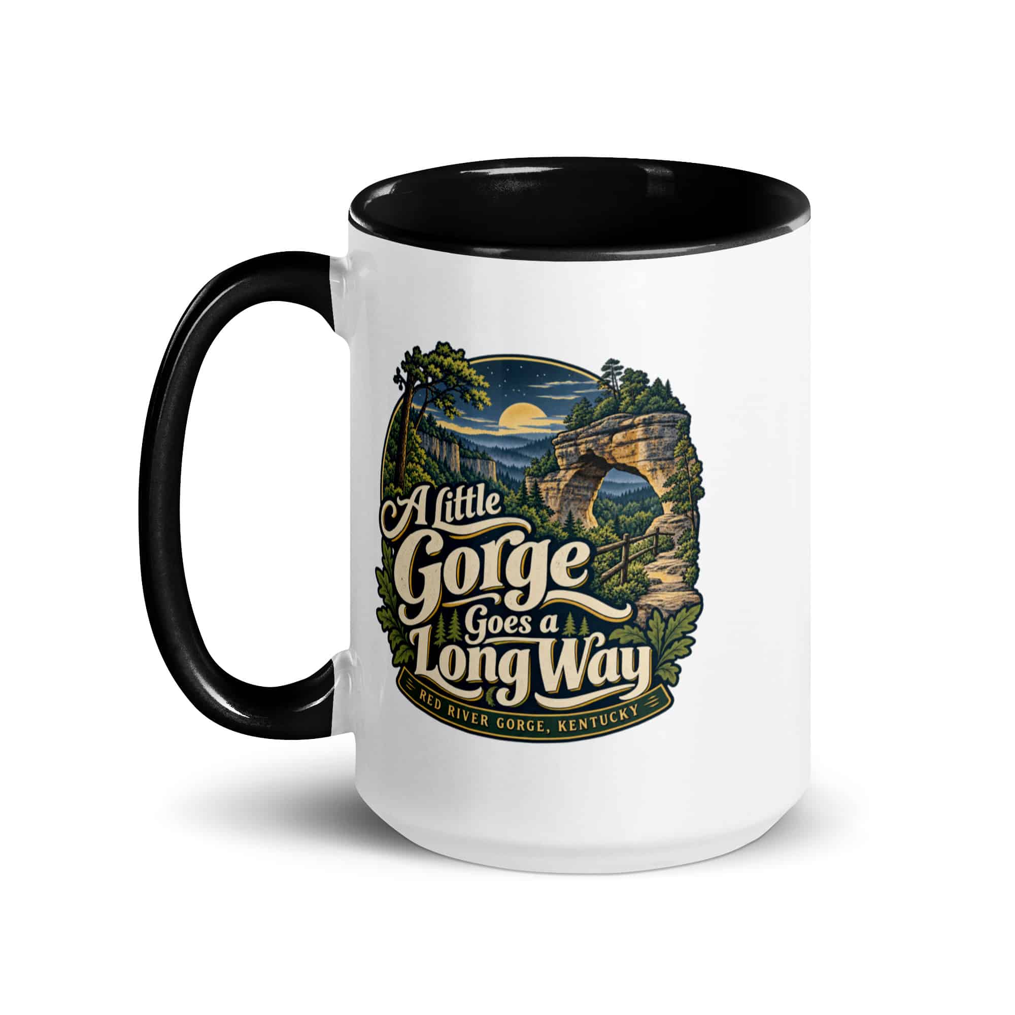 Red River Gorge Color Inside Coffee Mug: A Little Gorge Goes a Long Way, Woodland Scenic Lettering