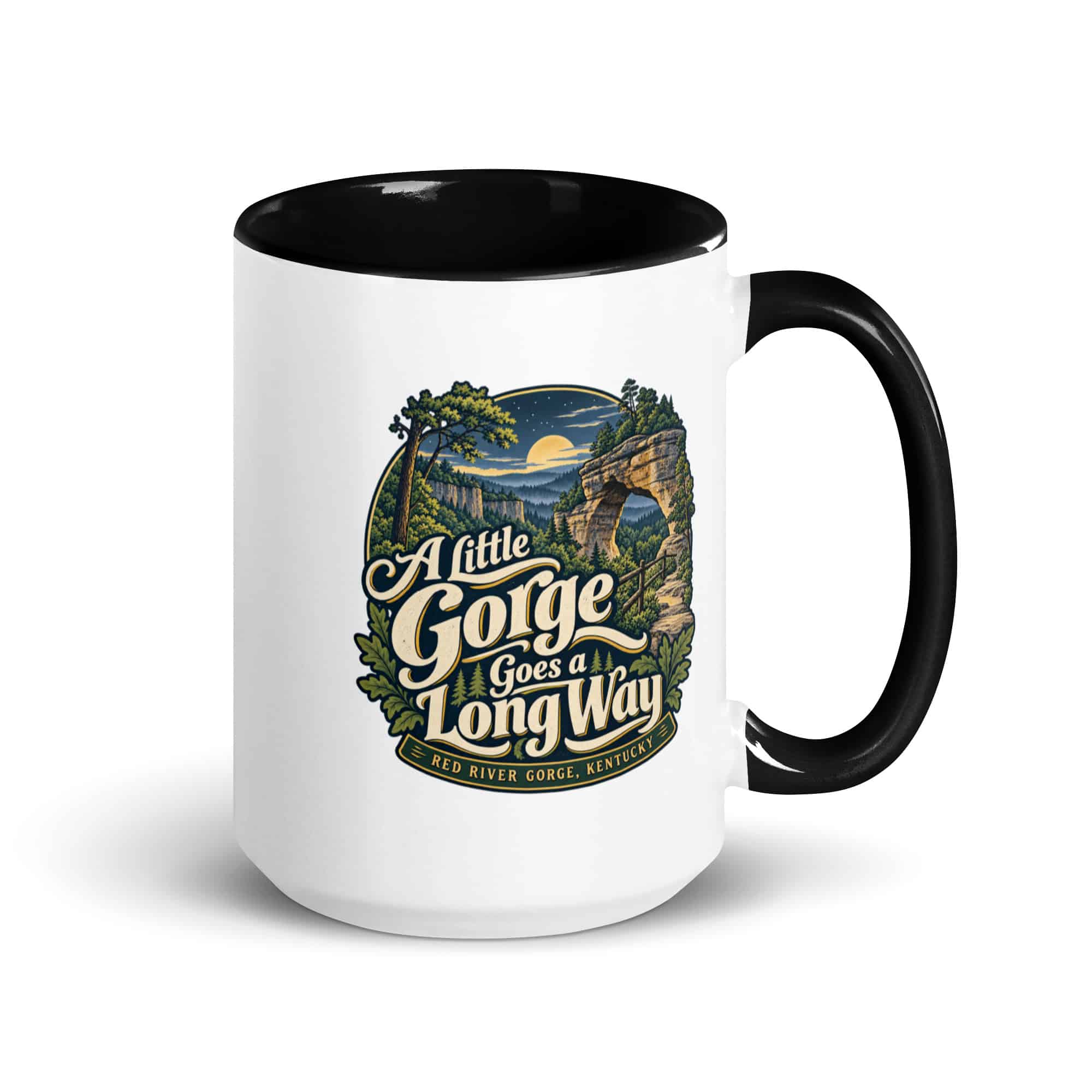 Red River Gorge Color Inside Coffee Mug: A Little Gorge Goes a Long Way, Woodland Scenic Lettering