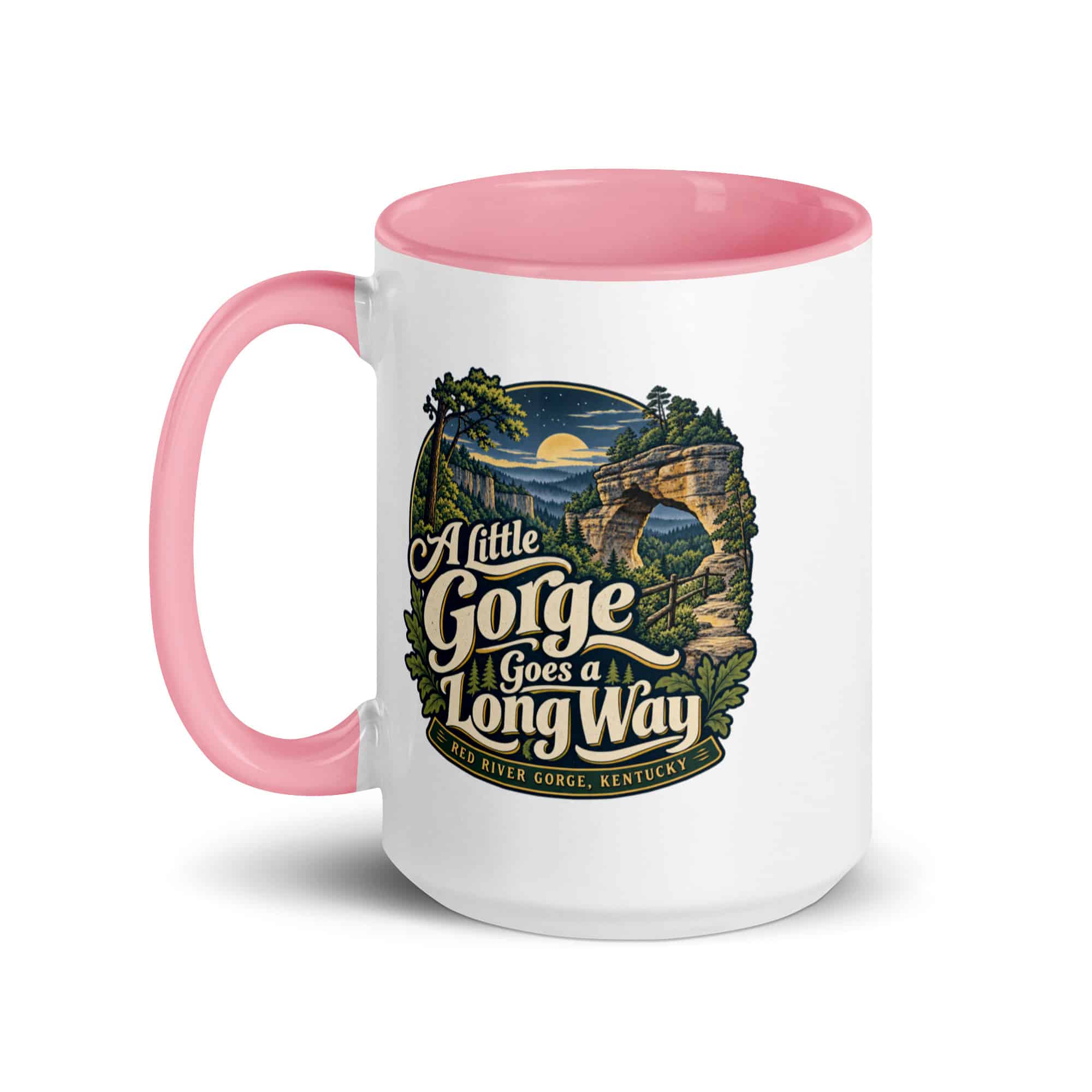 Red River Gorge Color Inside Coffee Mug: A Little Gorge Goes a Long Way, Woodland Scenic Lettering