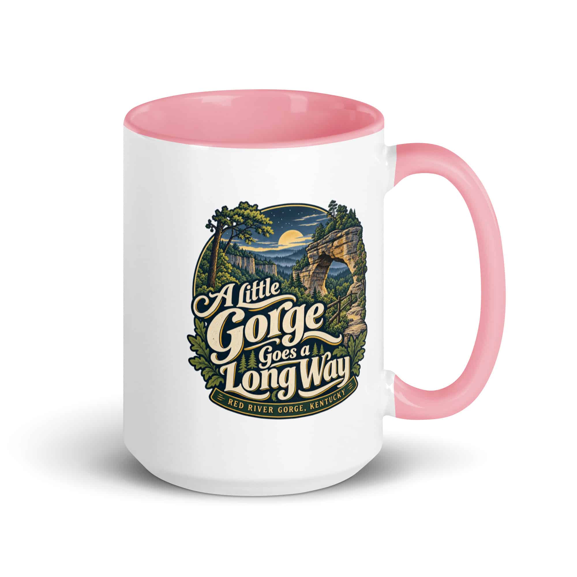 Red River Gorge Color Inside Coffee Mug: A Little Gorge Goes a Long Way, Woodland Scenic Lettering