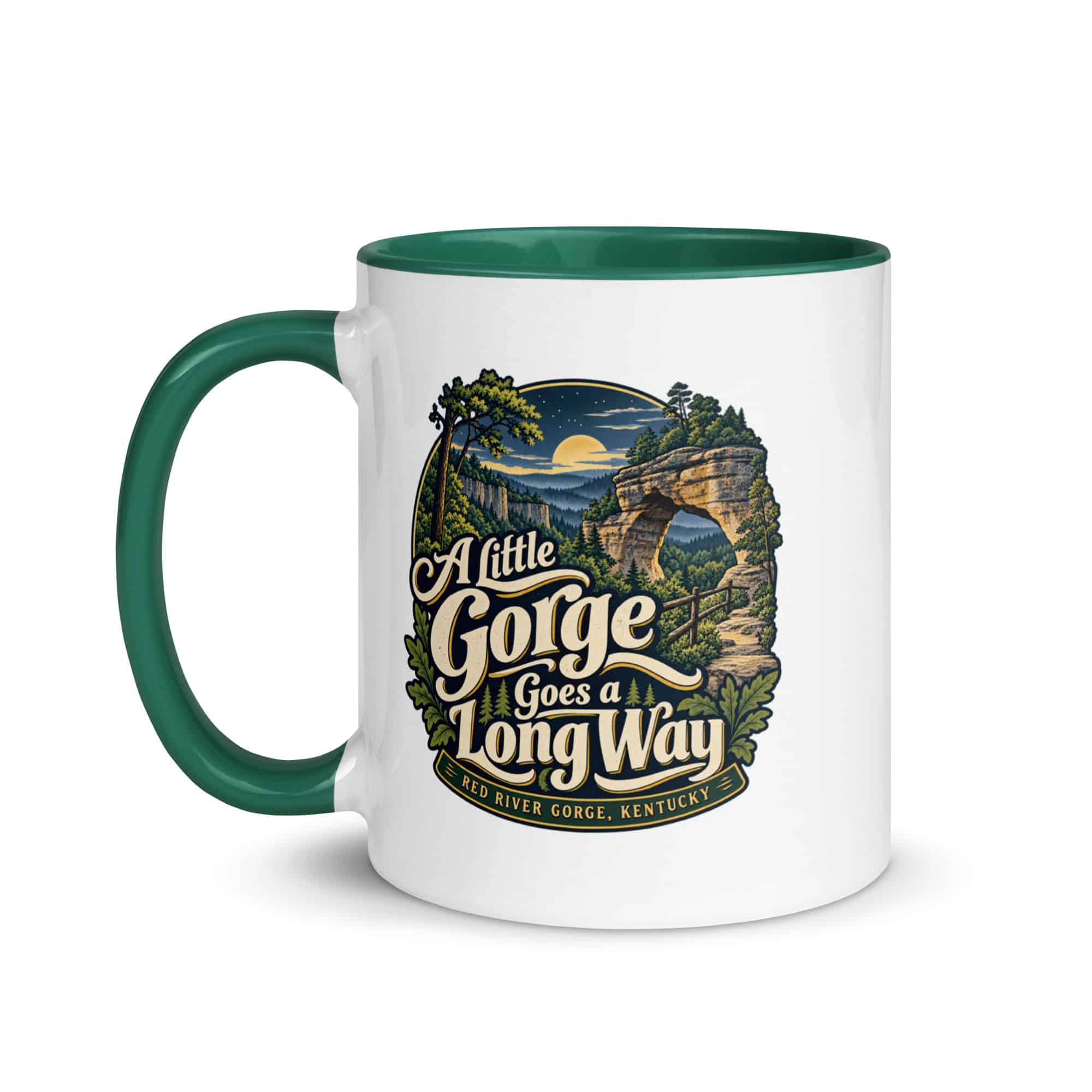 Red River Gorge Color Inside Coffee Mug: A Little Gorge Goes a Long Way, Woodland Scenic Lettering