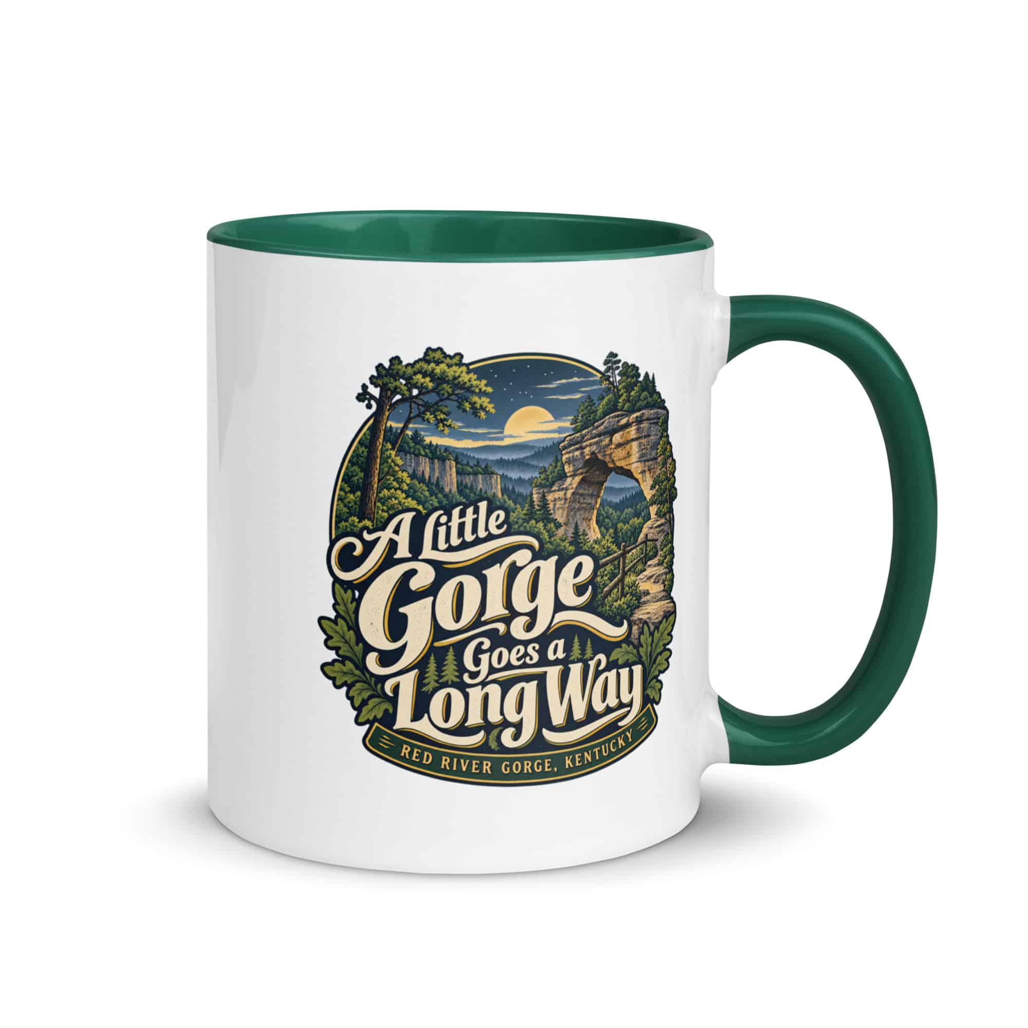 Red River Gorge Color Inside Coffee Mug: A Little Gorge Goes a Long Way, Woodland Scenic Lettering