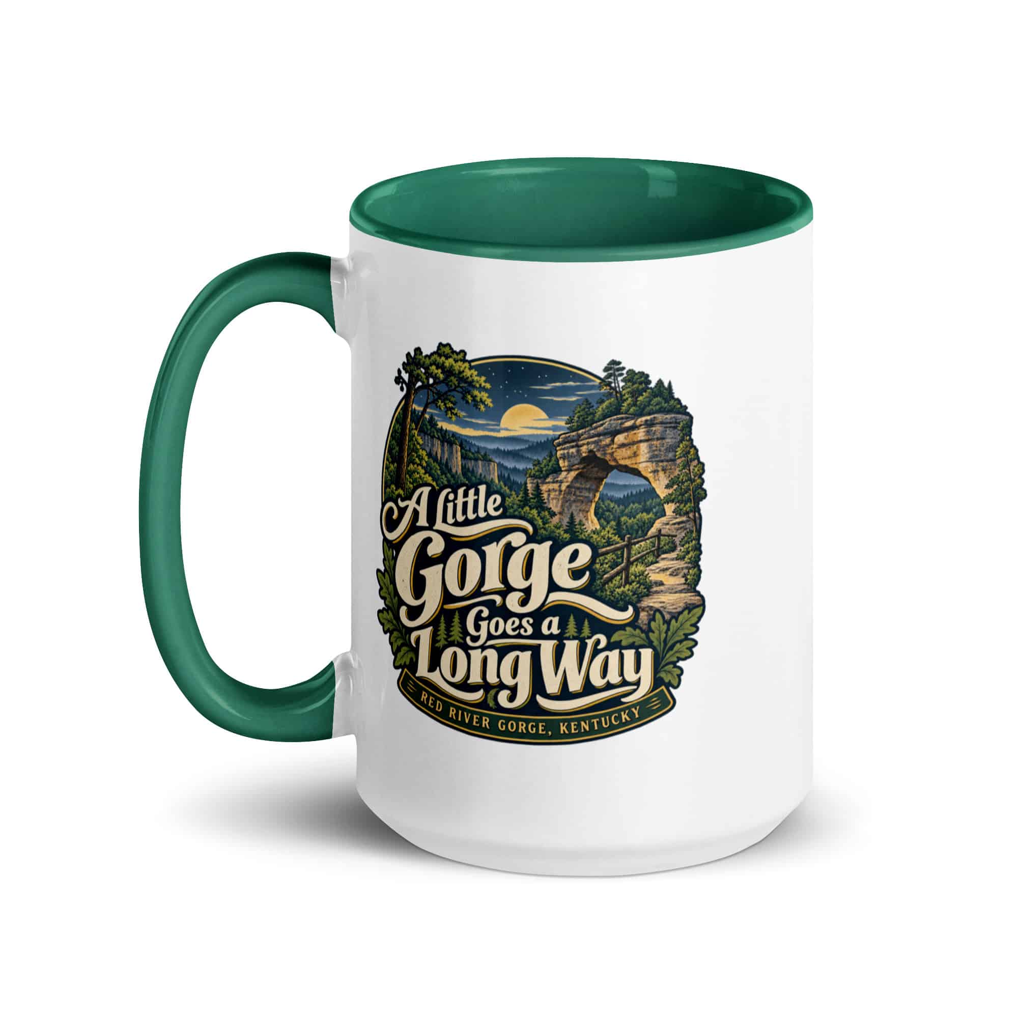 Red River Gorge Color Inside Coffee Mug: A Little Gorge Goes a Long Way, Woodland Scenic Lettering