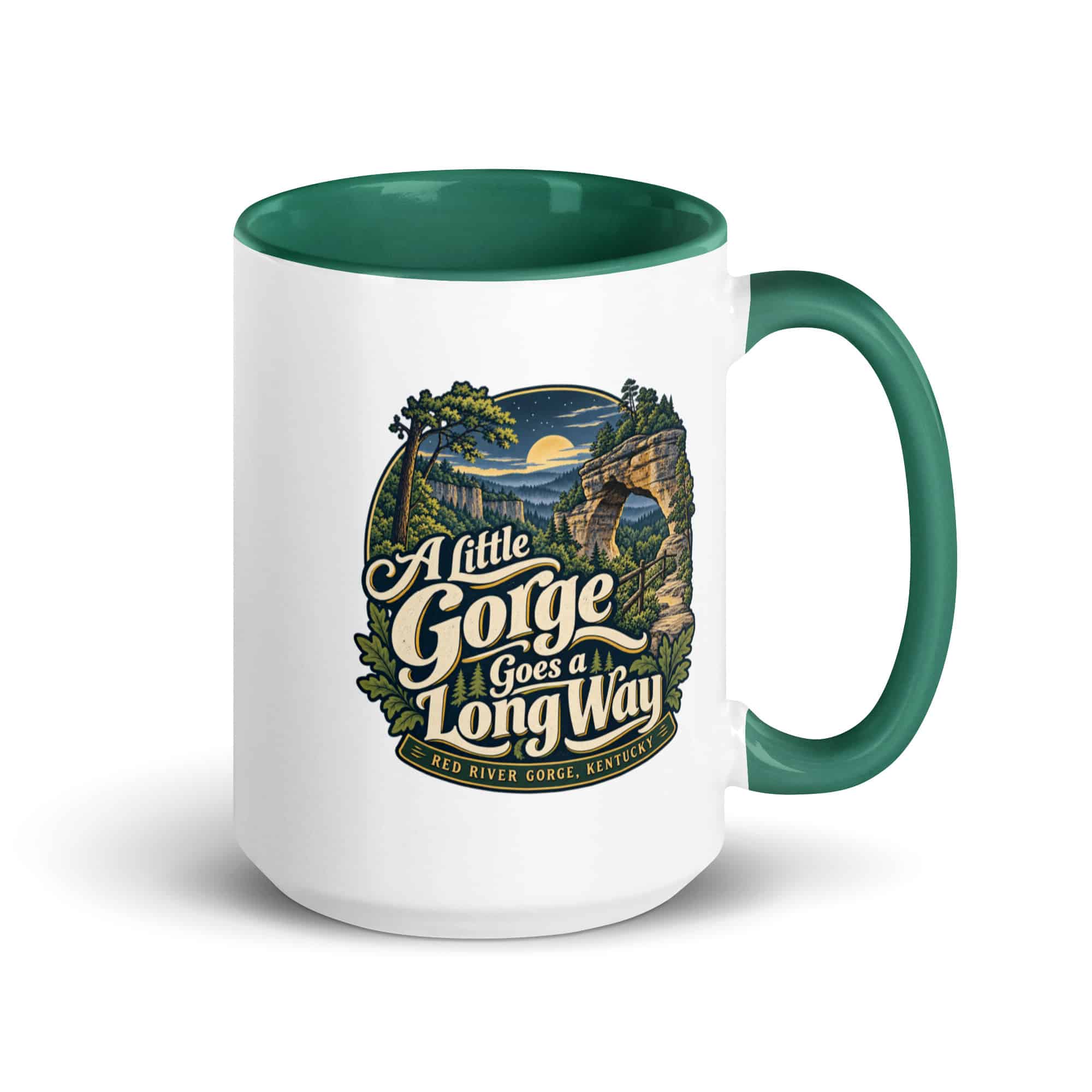 Red River Gorge Color Inside Coffee Mug: A Little Gorge Goes a Long Way, Woodland Scenic Lettering