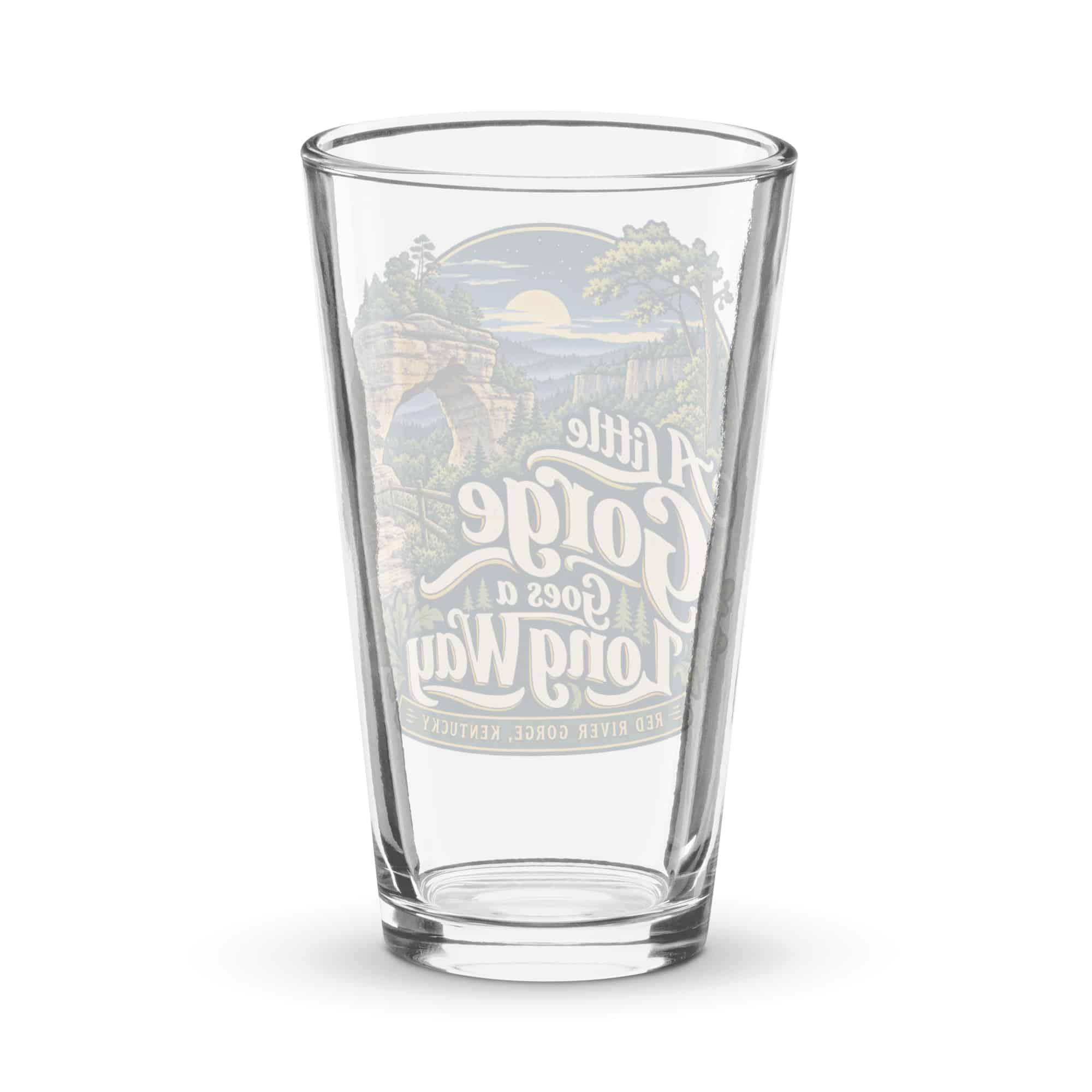 Red River Gorge Pint Glass: A Little Gorge Goes a Long Way, Woodland Scenic Lettering